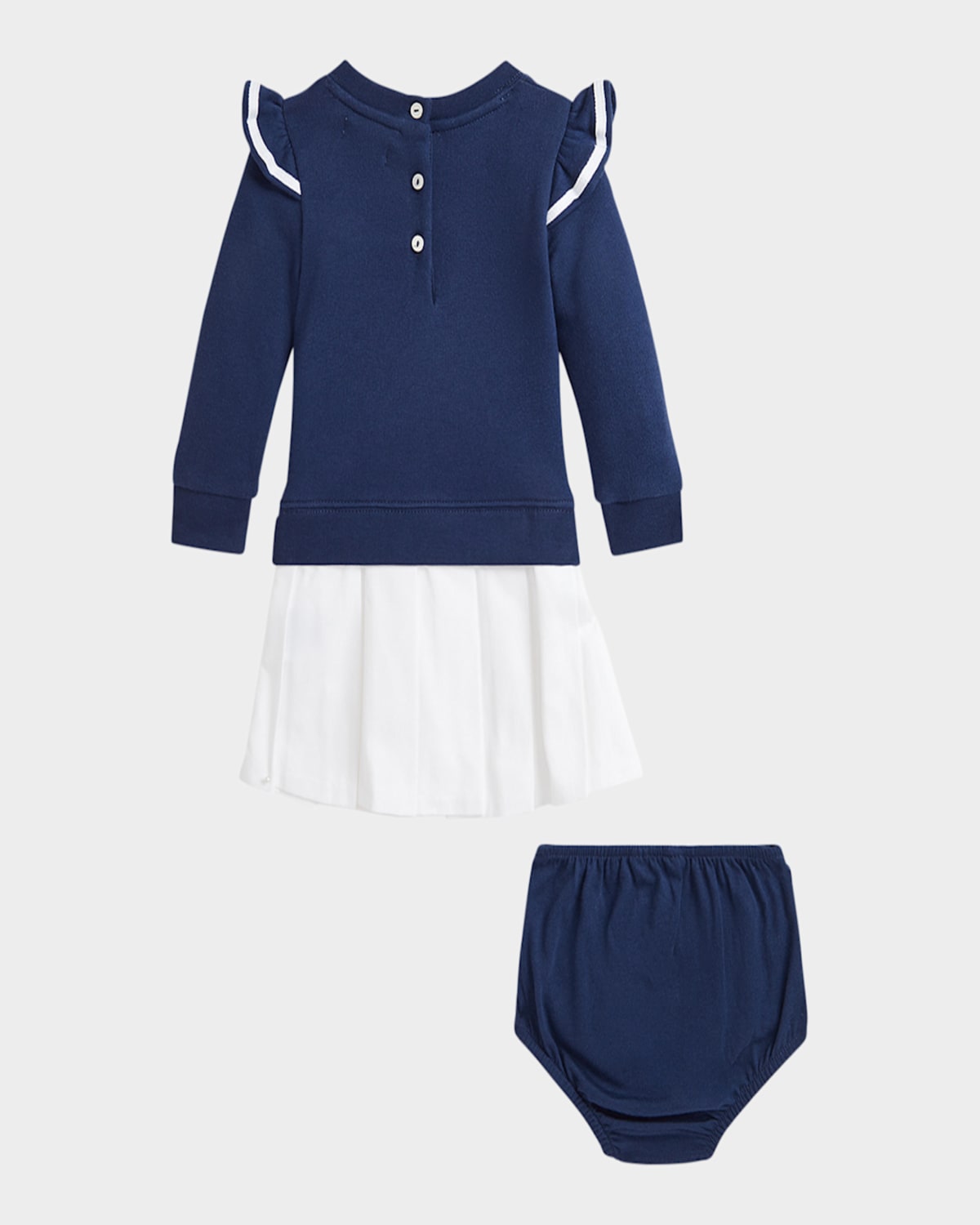 RALPH LAUREN GIRL'S COMBO PLEATED SWEATSHIRT DRESS 