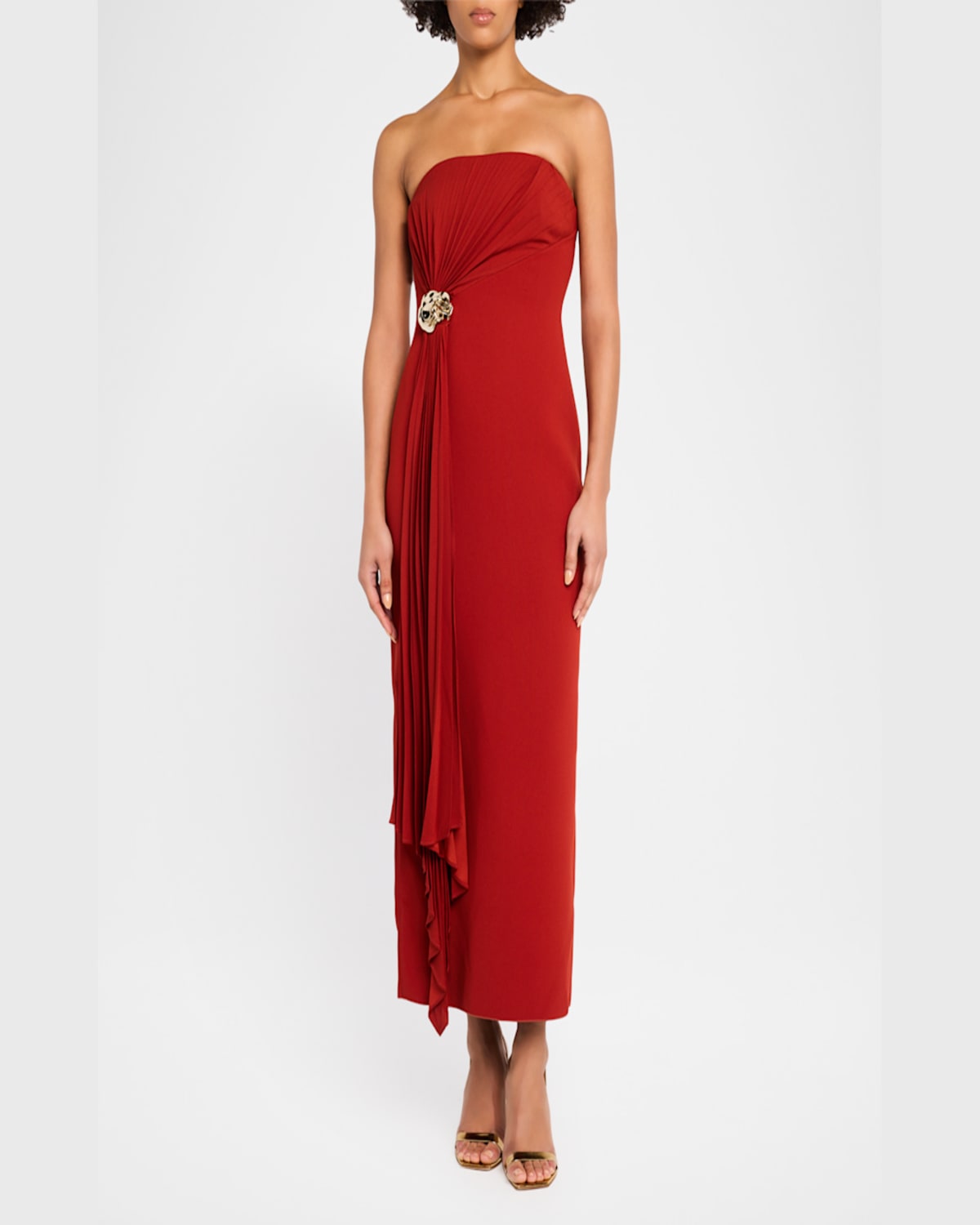 Acler Whitnell Strapless Midi Dress In Burgundy