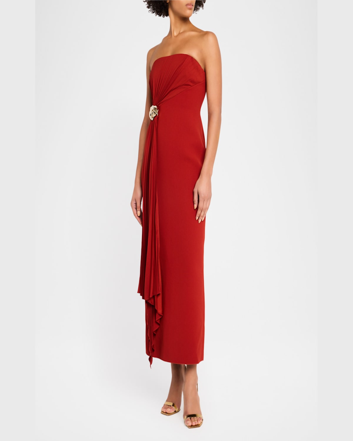 Acler Whitnell Strapless Midi Dress In Burgundy