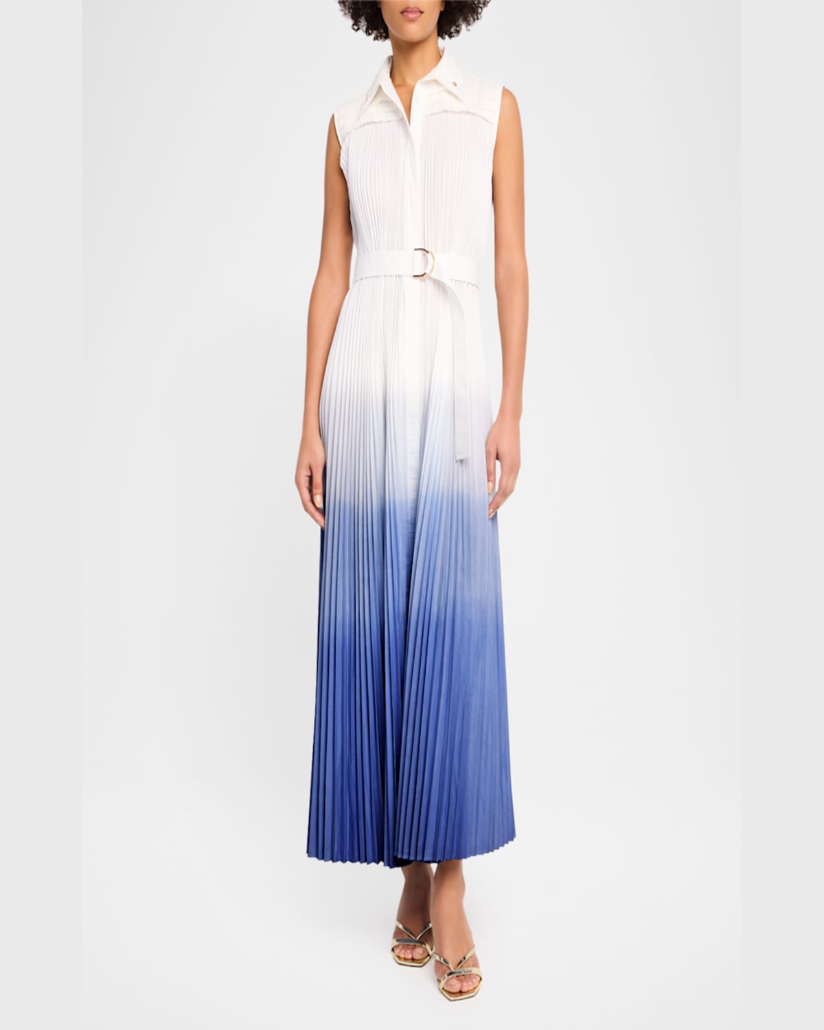 Acler Northella Sleeveless Pleated Midi Dress In Ivory  Midnight