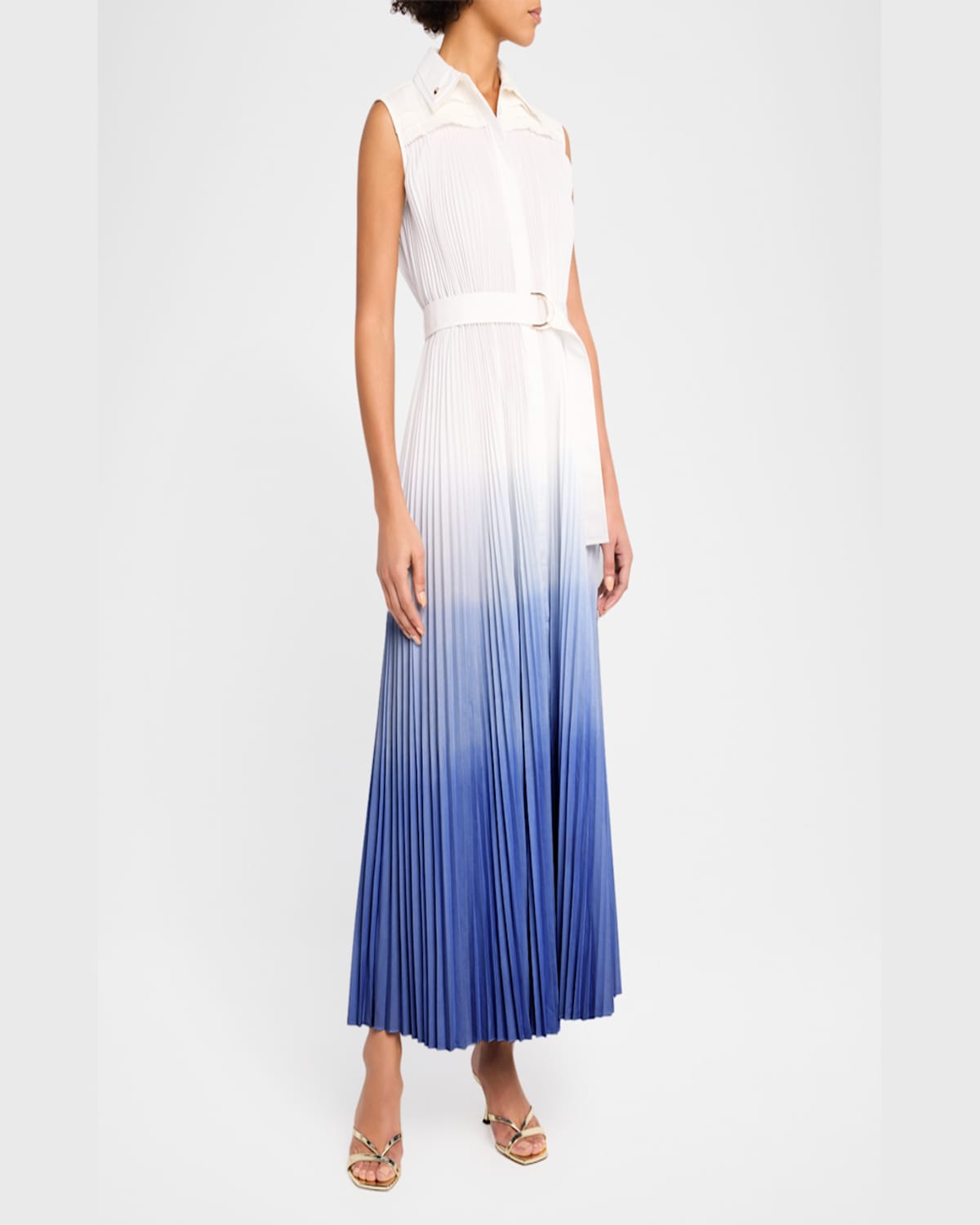 Acler Northella Sleeveless Pleated Midi Dress In Ivory  Midnight