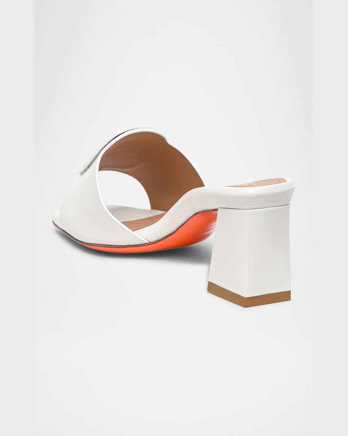 Santoni Marta Leather Buckle Mule Sandals In White