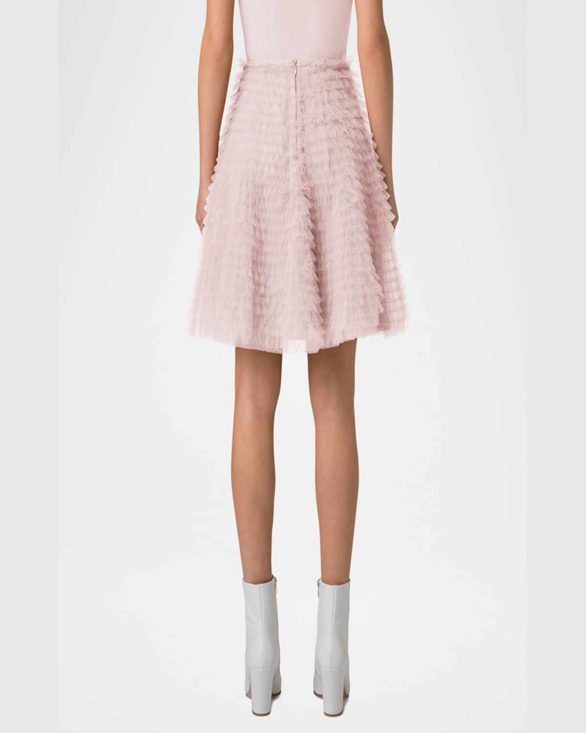 Shop Akris Tiered Ruffle Techno Tulle Skirt In Pale Pink