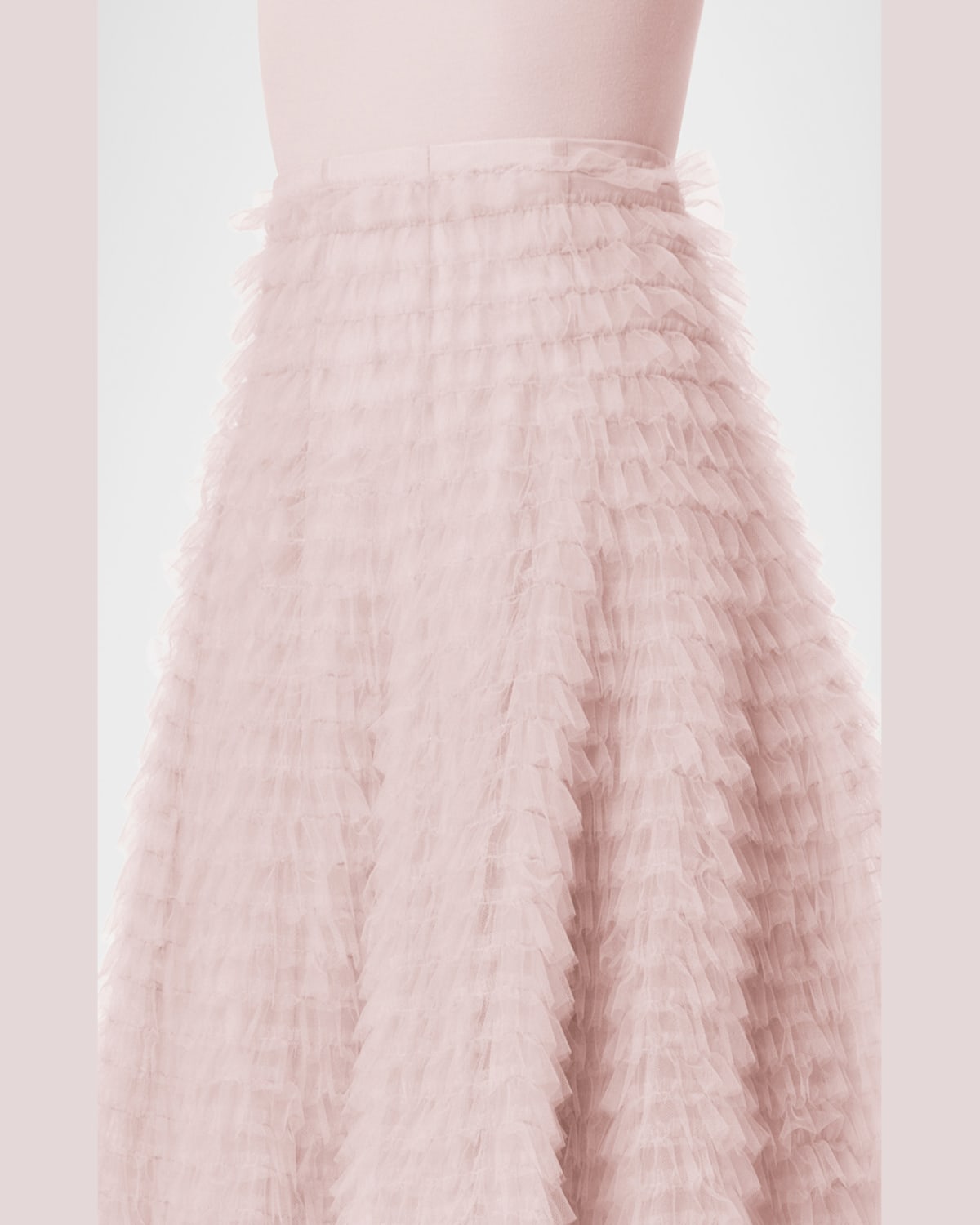 Shop Akris Tiered Ruffle Techno Tulle Skirt In Pale Pink