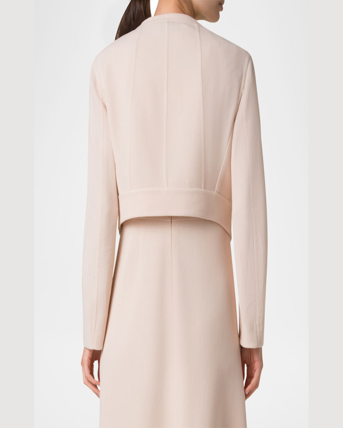 Akris Ariel Asymmetric Wool Crepe Jacket In Seashell