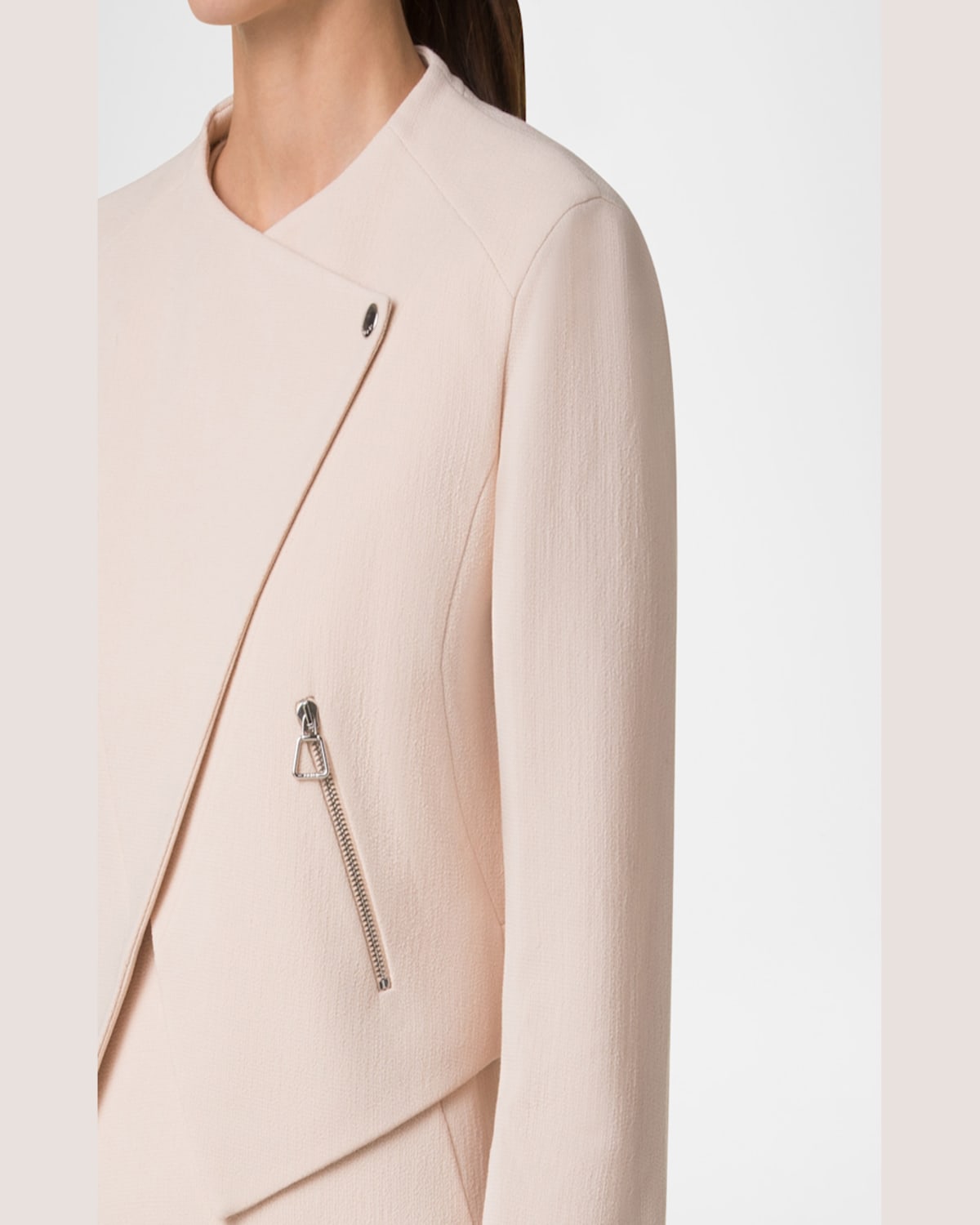 Akris Ariel Asymmetric Wool Crepe Jacket In Seashell