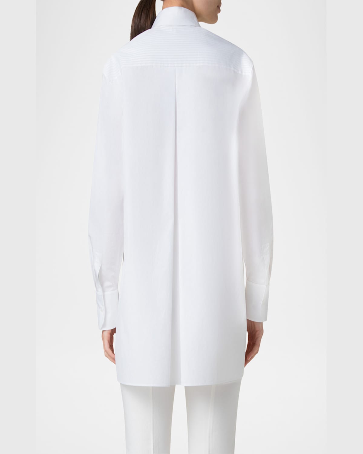Akris Oversize Pleated Panel Cotton Voile Button-up Shirt In Pure White
