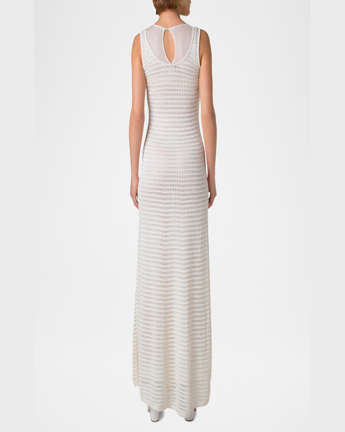 Akris Crochet & Knit Layered Maxi Dress In Ecru