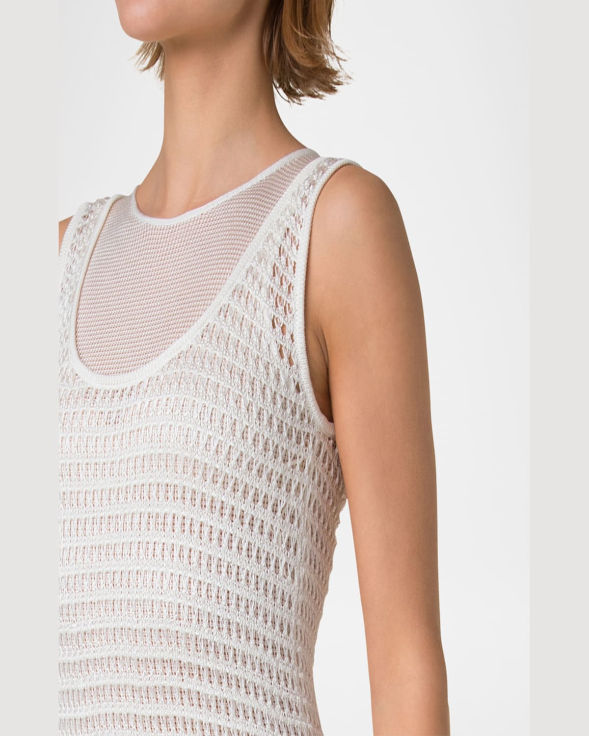 Akris Crochet & Knit Layered Maxi Dress In Ecru