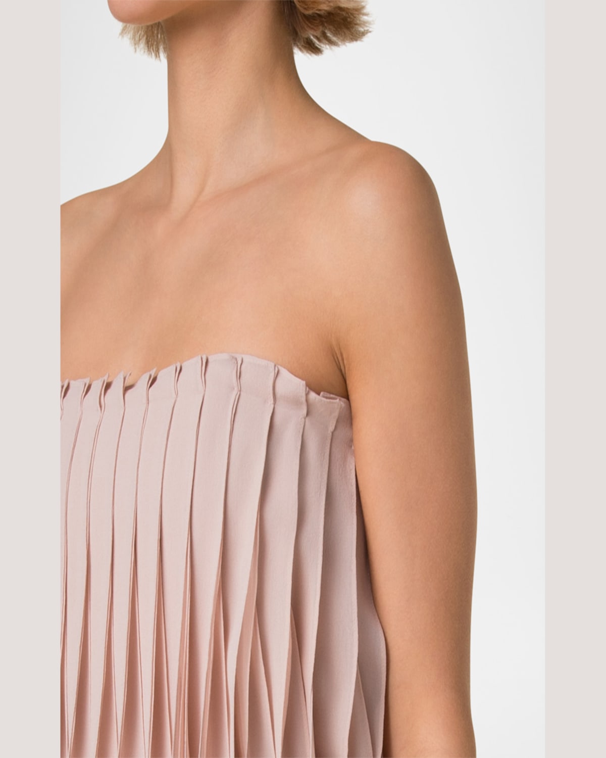 Shop Akris Strapless Silk Georgette Ribbon Gown In Seashell
