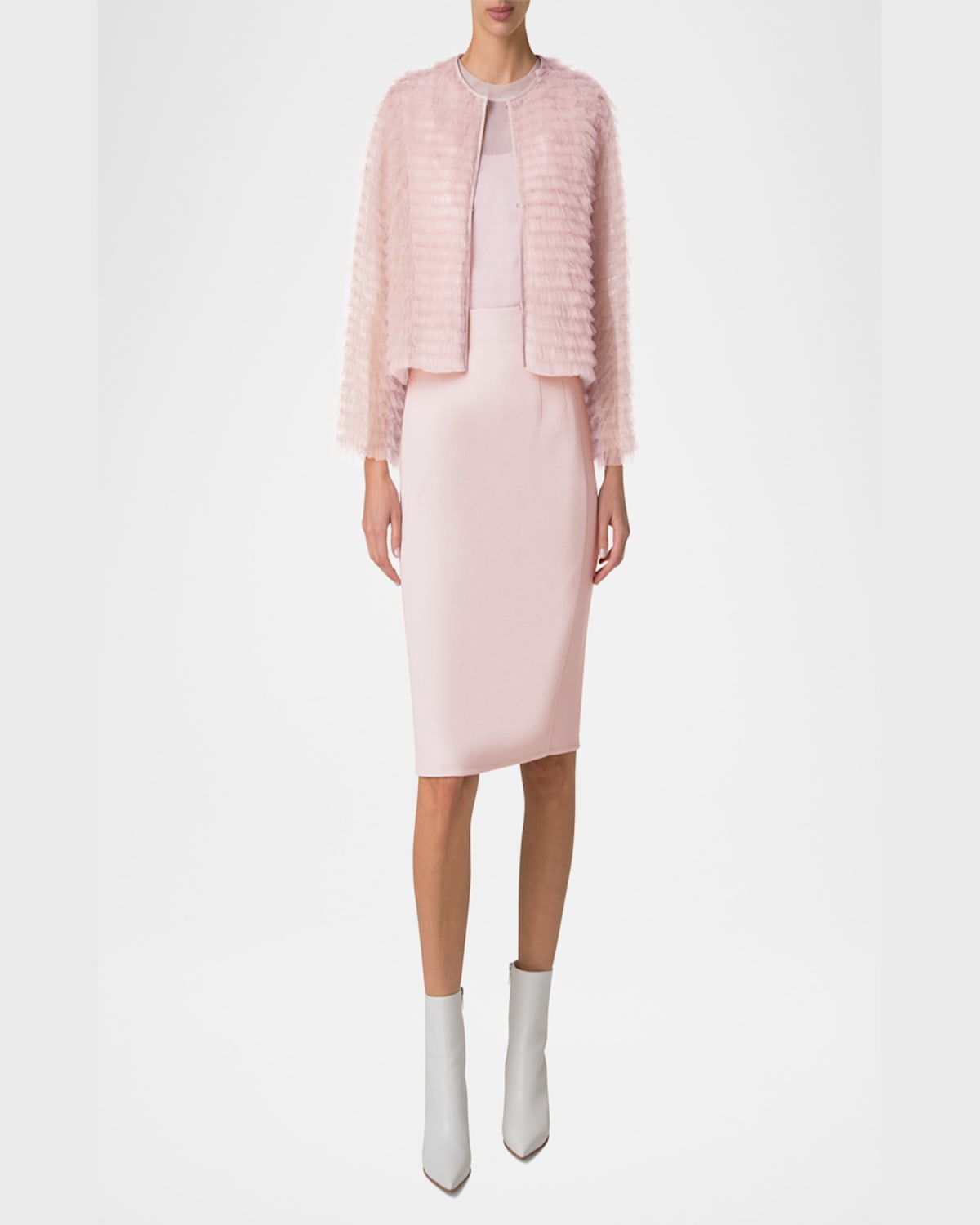 Akris Alida Ruffle Tulle Jacket In Pale Pink