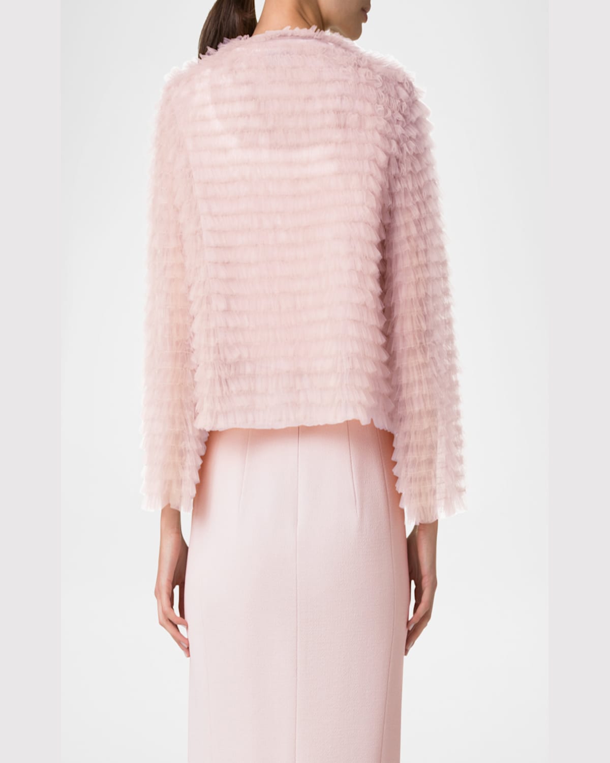 Akris Alida Ruffle Tulle Jacket In Pale Pink