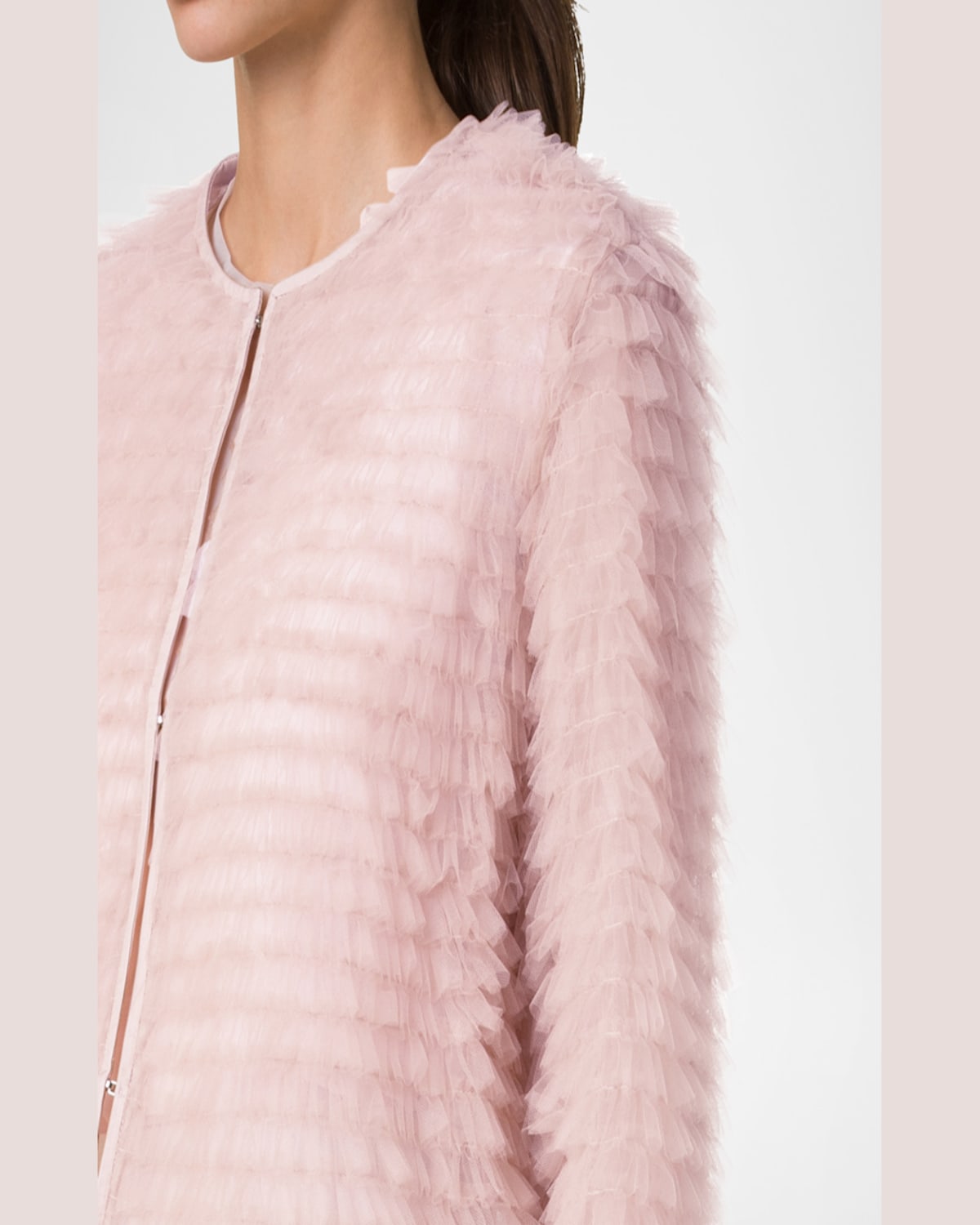 Akris Alida Ruffle Tulle Jacket In Pale Pink