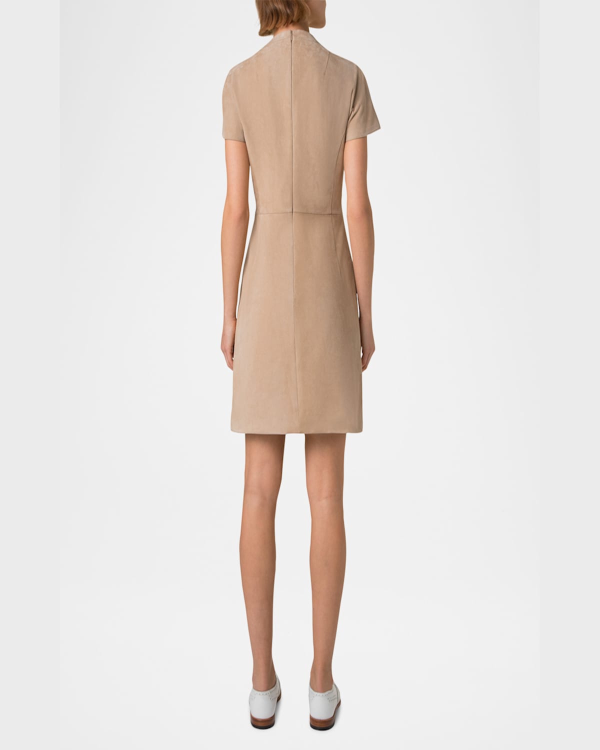 Shop Akris Suede & Raffia-blend Mini Dress In Cuoio