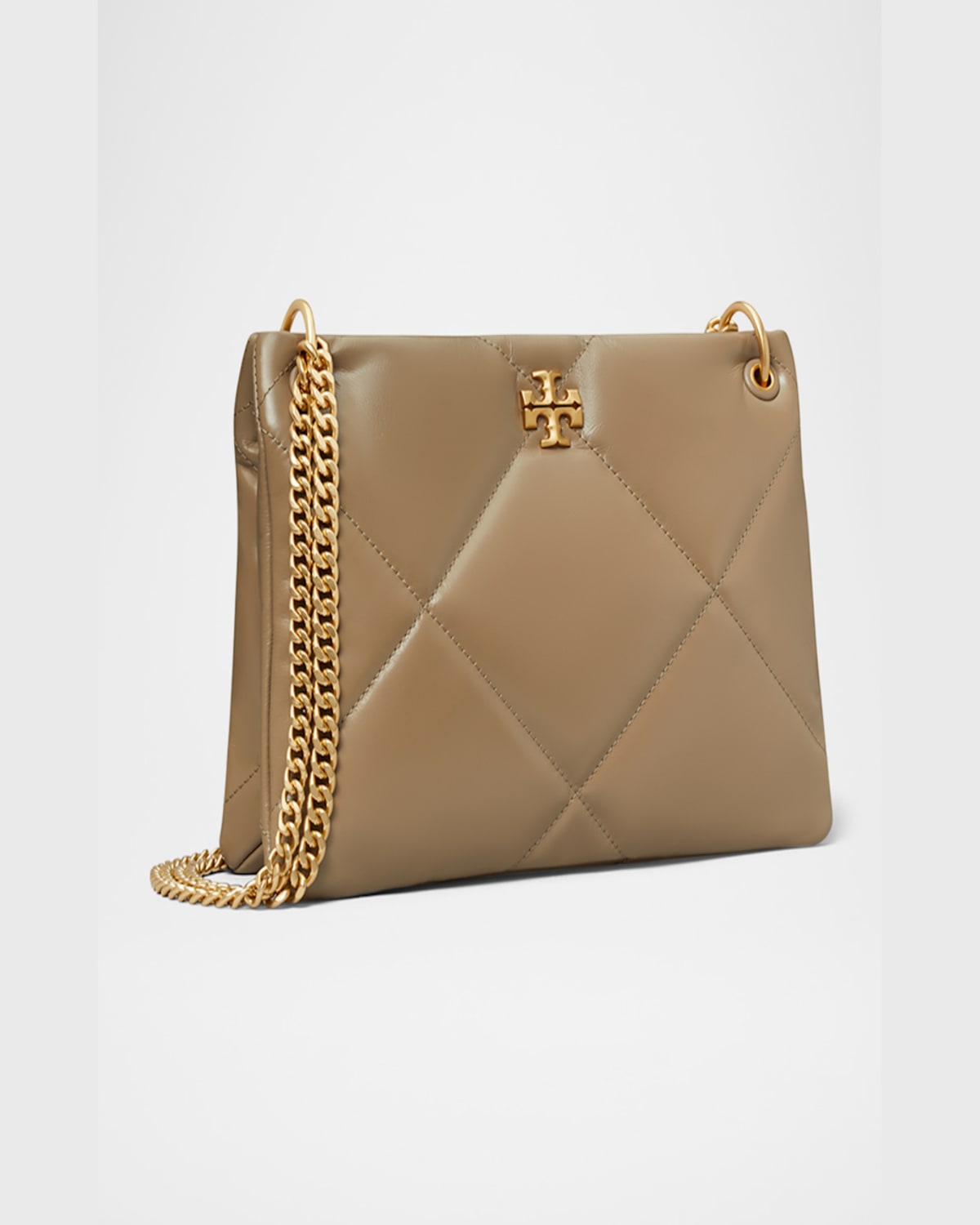 Tory Burch Small Kira Diamond Quilted Leather Shoulder Bag In Taupe Oak
