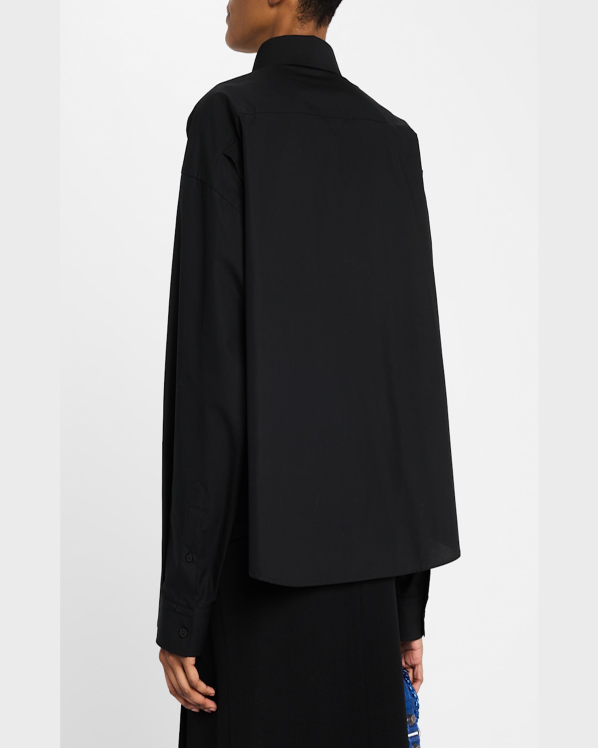 Balenciaga Black Shirt With Pointed Collar And Front Slit In Cotton Woman In Black