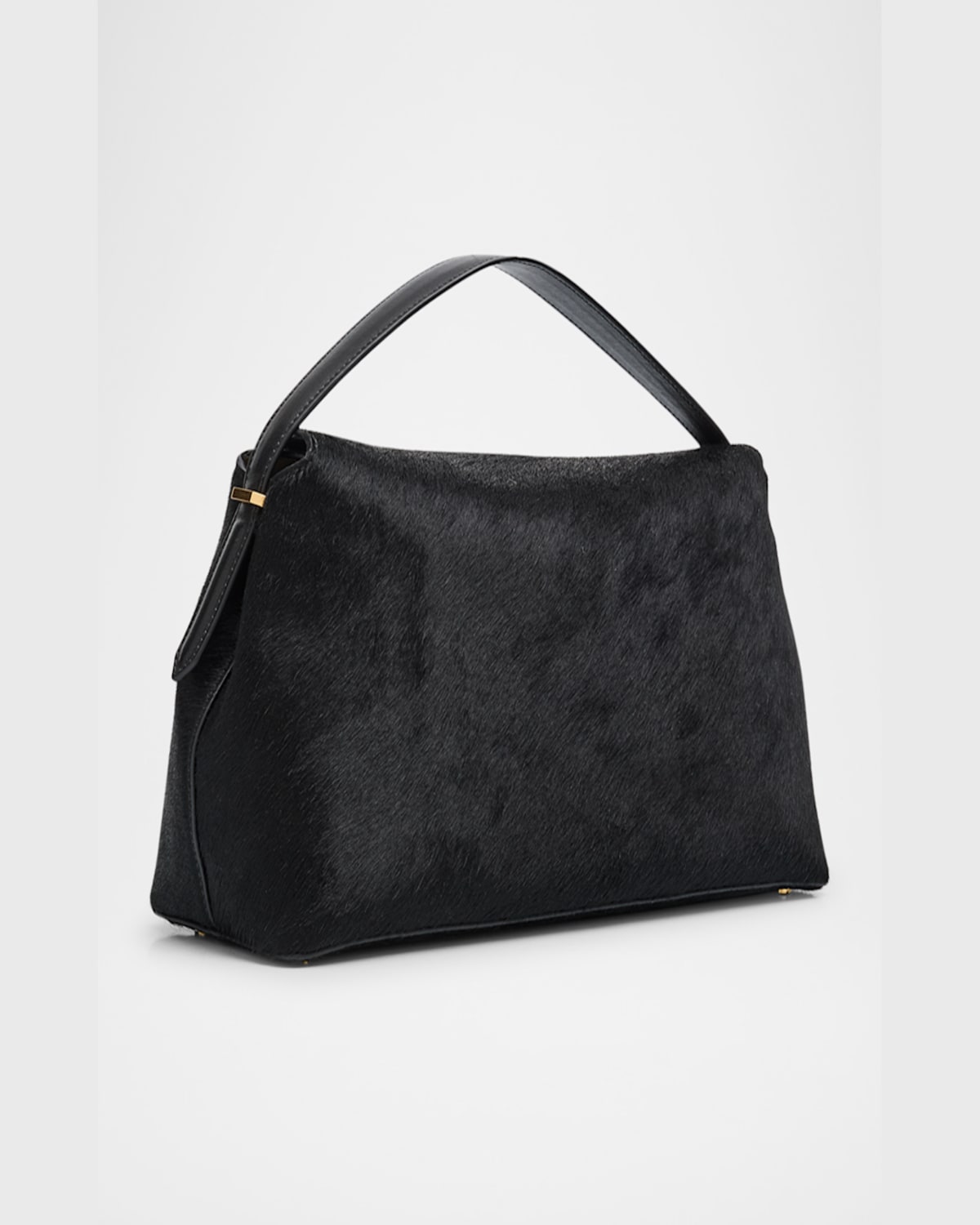 Totême T Lock Horsehair Top-handle Bag In Black