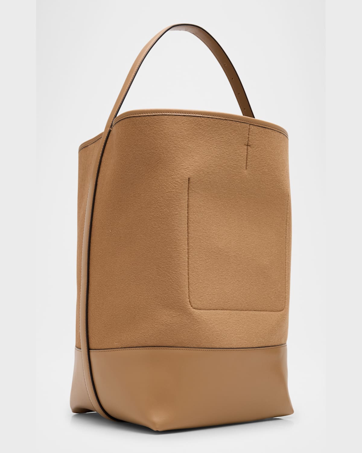 Totême Belted Wool & Leather Tote Bag In Camel
