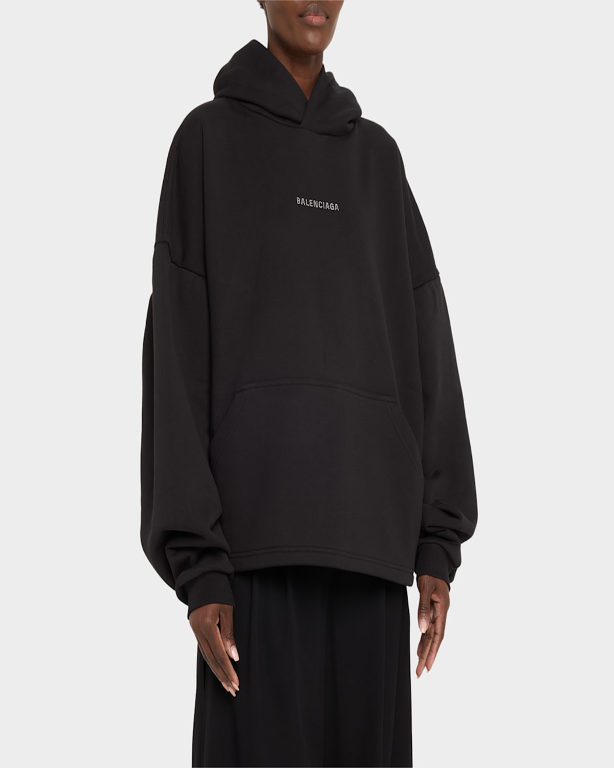 Shop Balenciaga Logo Embellished Cropped Hoodie In Black