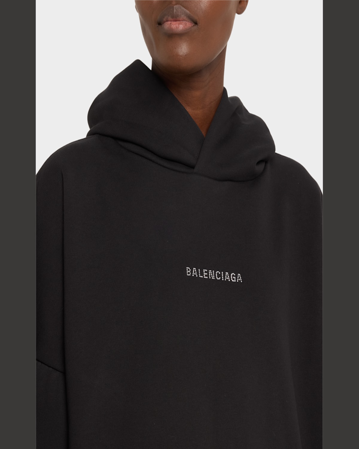 Shop Balenciaga Logo Embellished Cropped Hoodie In Black