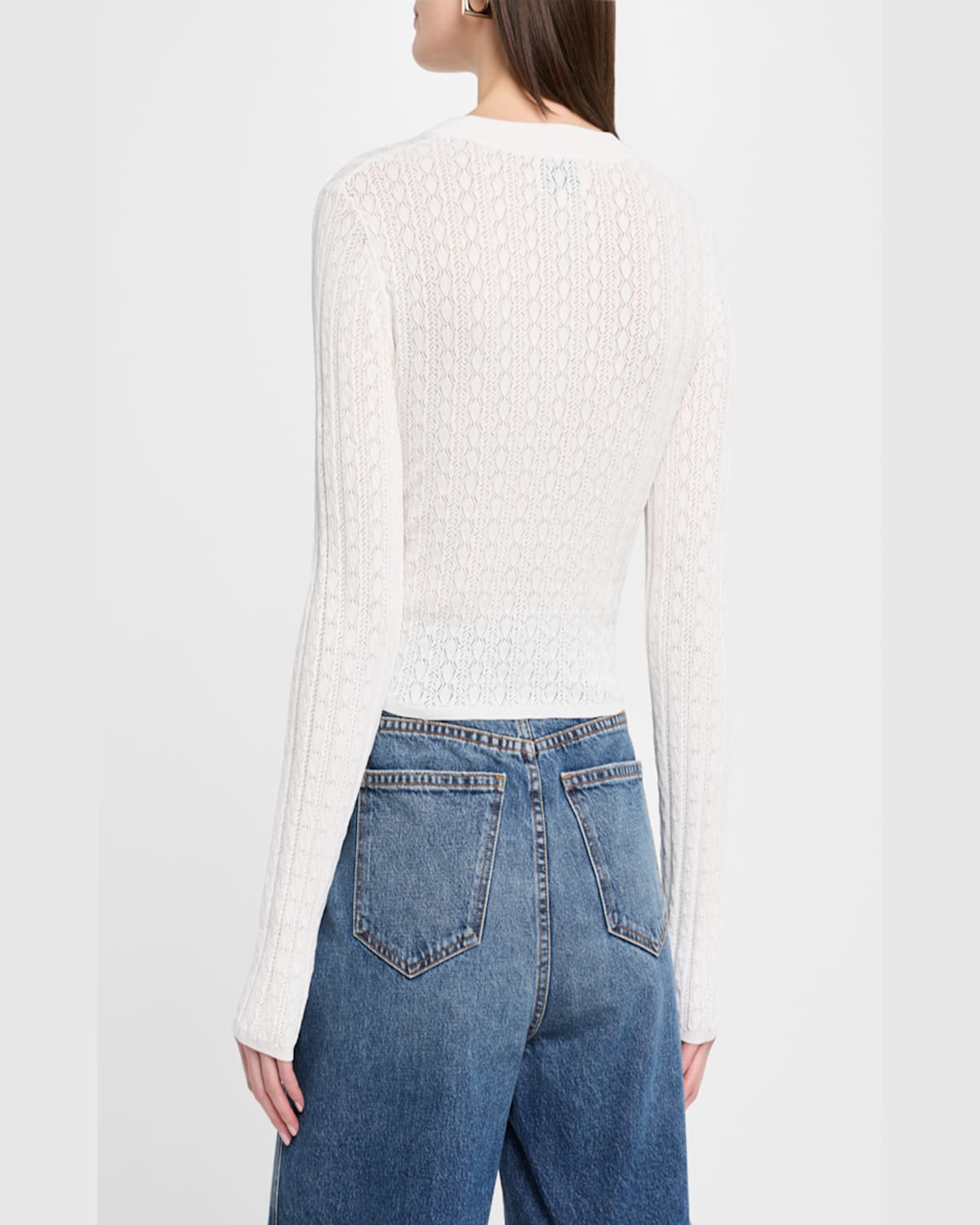 LOULOU STUDIO TINOS POINTELLE KNIT CROPPED SWEATER 