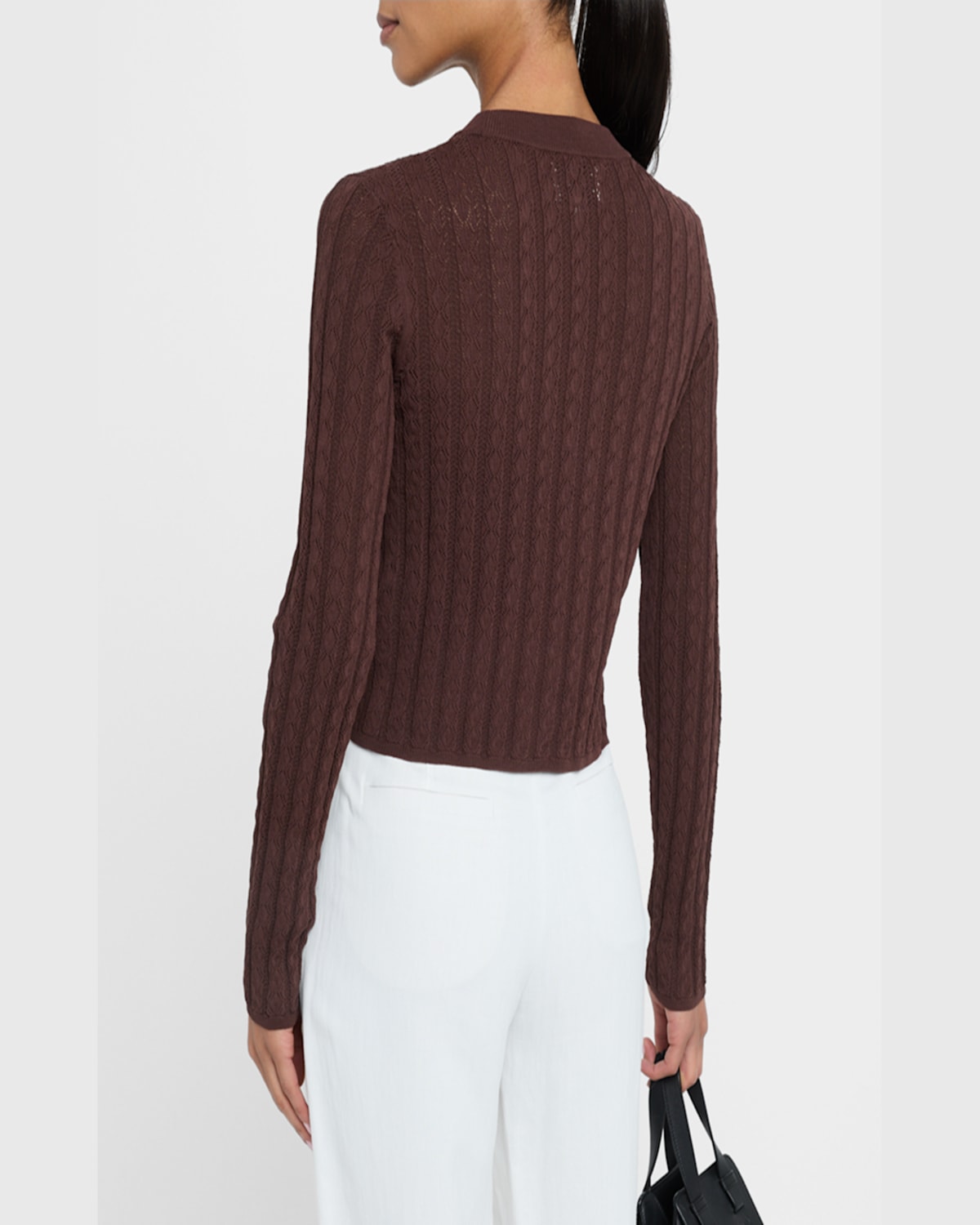 LOULOU STUDIO TINOS POINTELLE KNIT CROPPED SWEATER 