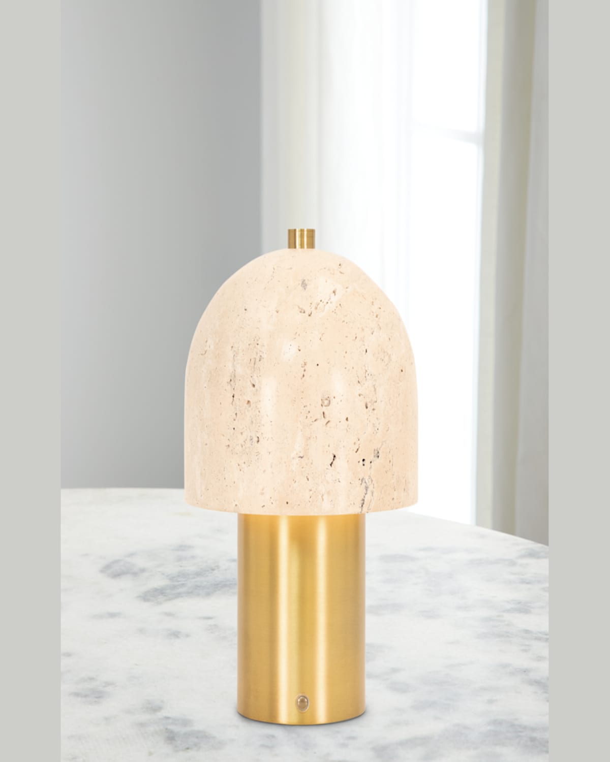 Shop Couture Lamps Travertine Rechargeable 10.5" Table Lamp In Gold/pink