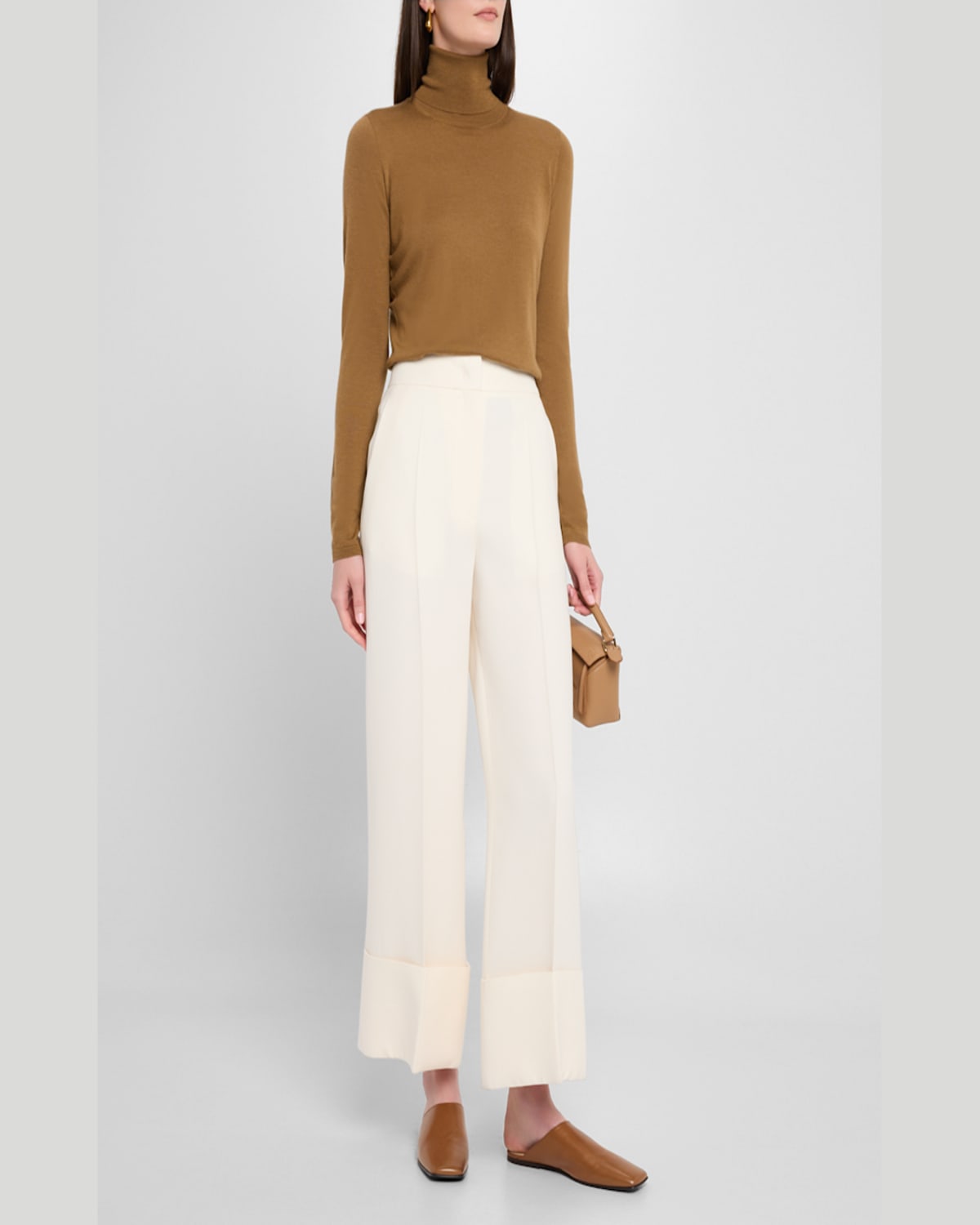 Max Mara Saluto Virgin Wool Turtleneck Sweater In Brown