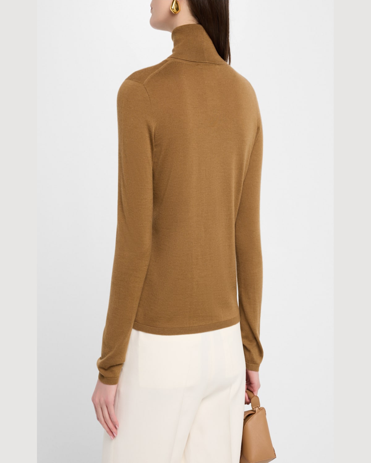 Max Mara Saluto Virgin Wool Turtleneck Sweater In Brown