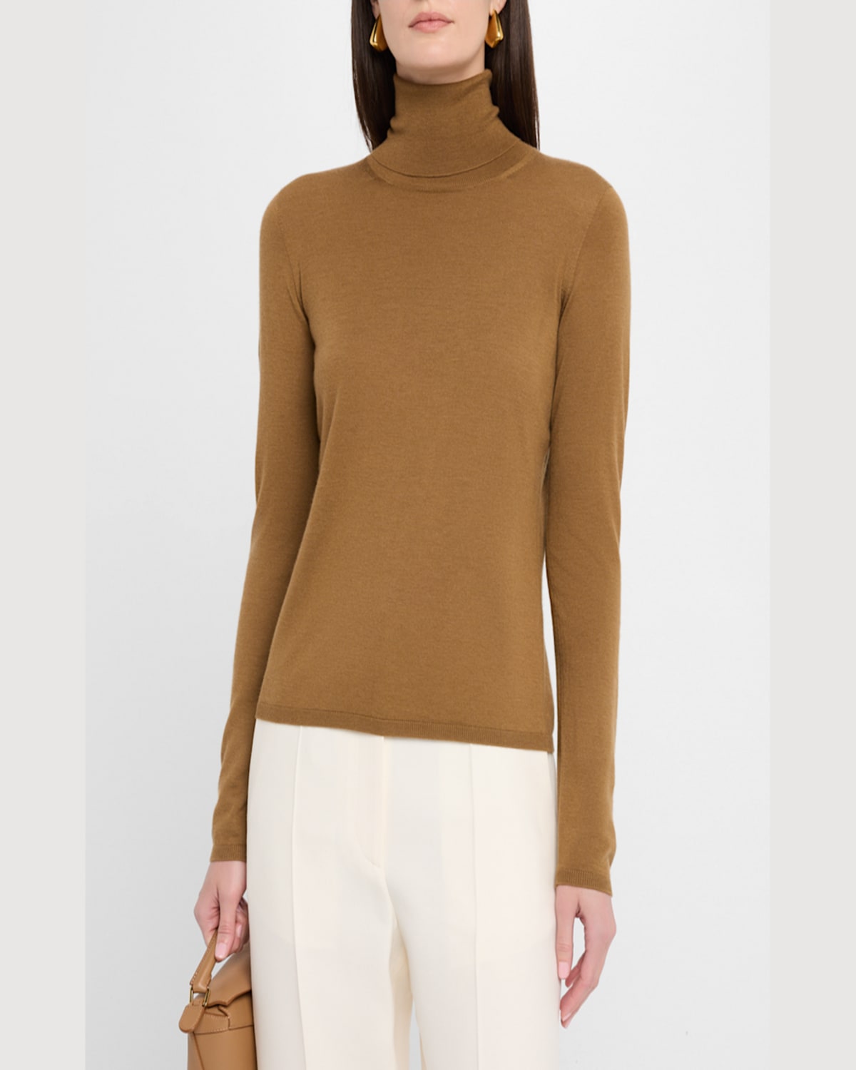 Max Mara Saluto Virgin Wool Turtleneck Sweater In Brown
