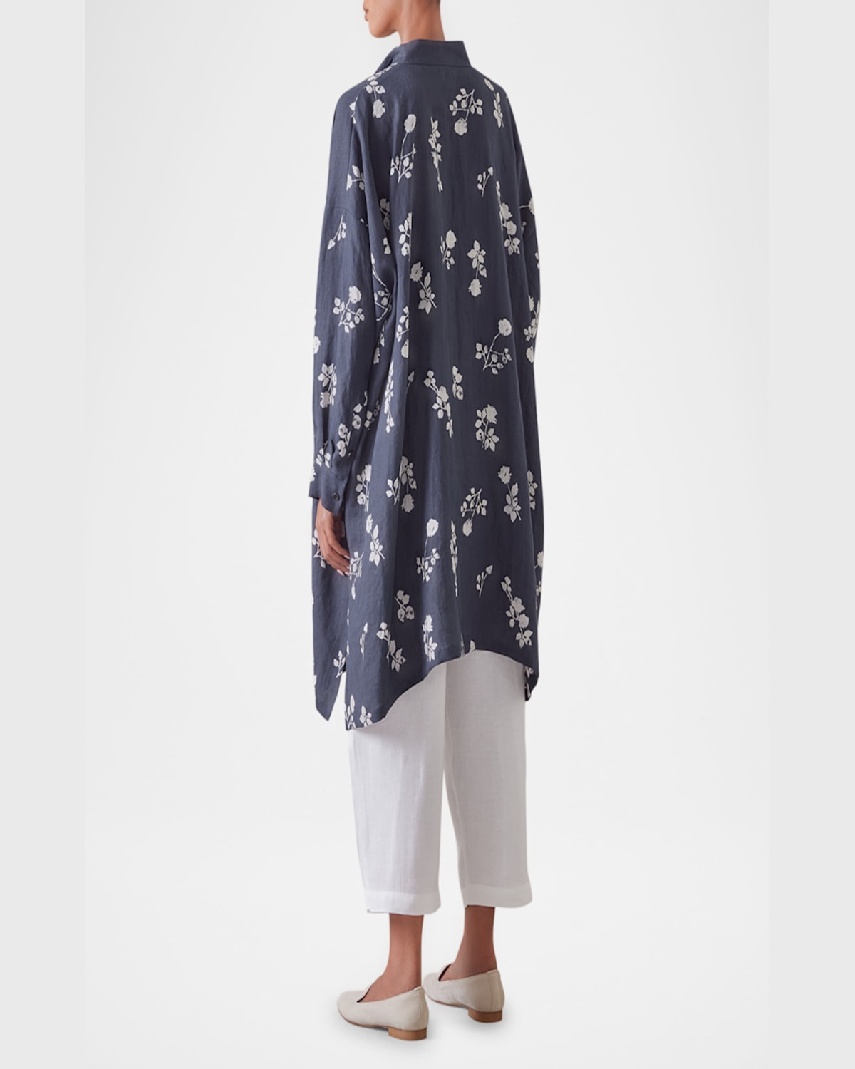 ESKANDAR WIDE A-LINE COLLARLESS SHIRT WITH SLITS (VERY LONG LENGTH) 