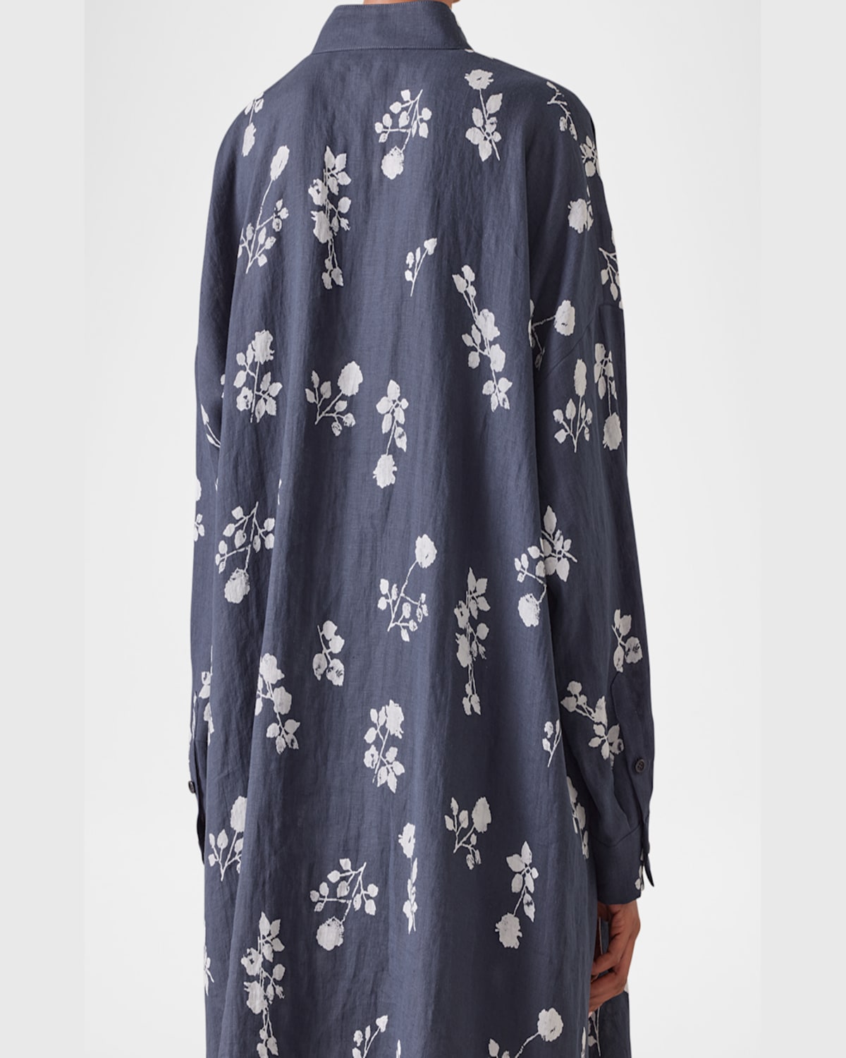ESKANDAR WIDE A-LINE COLLARLESS SHIRT WITH SLITS (VERY LONG LENGTH) 