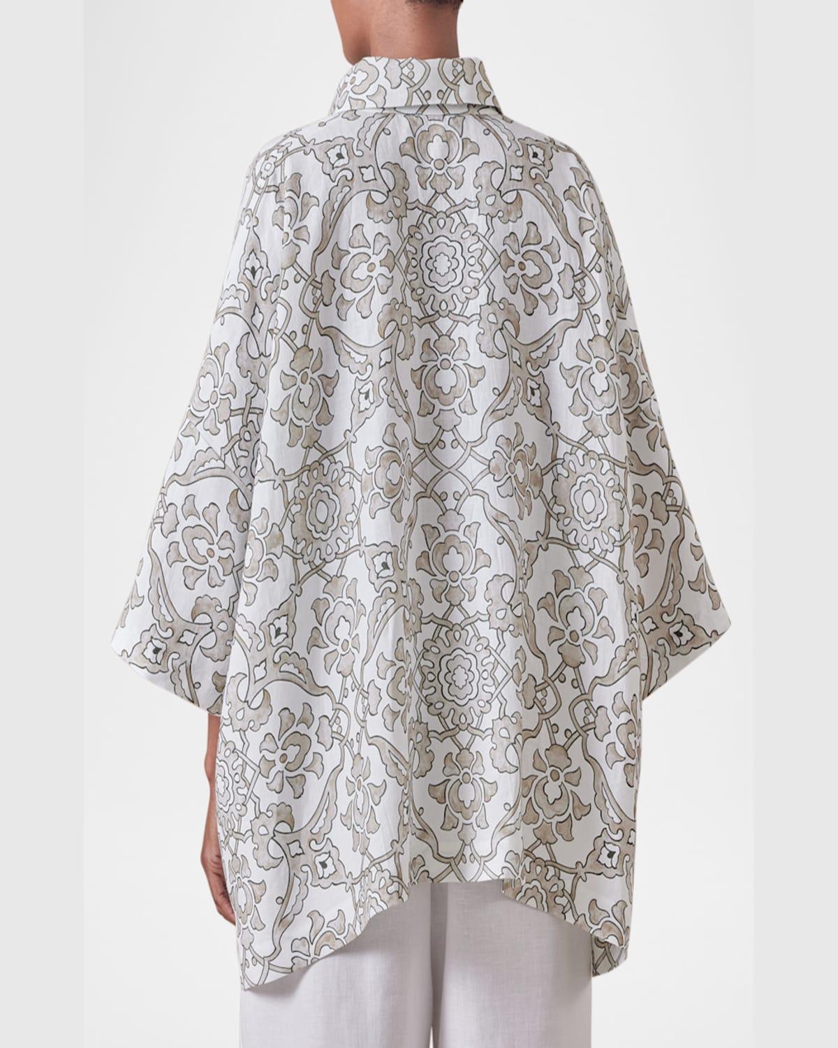 Eskandar Wide Short Sleeve Shirt With Collar Mid Plus In Natural