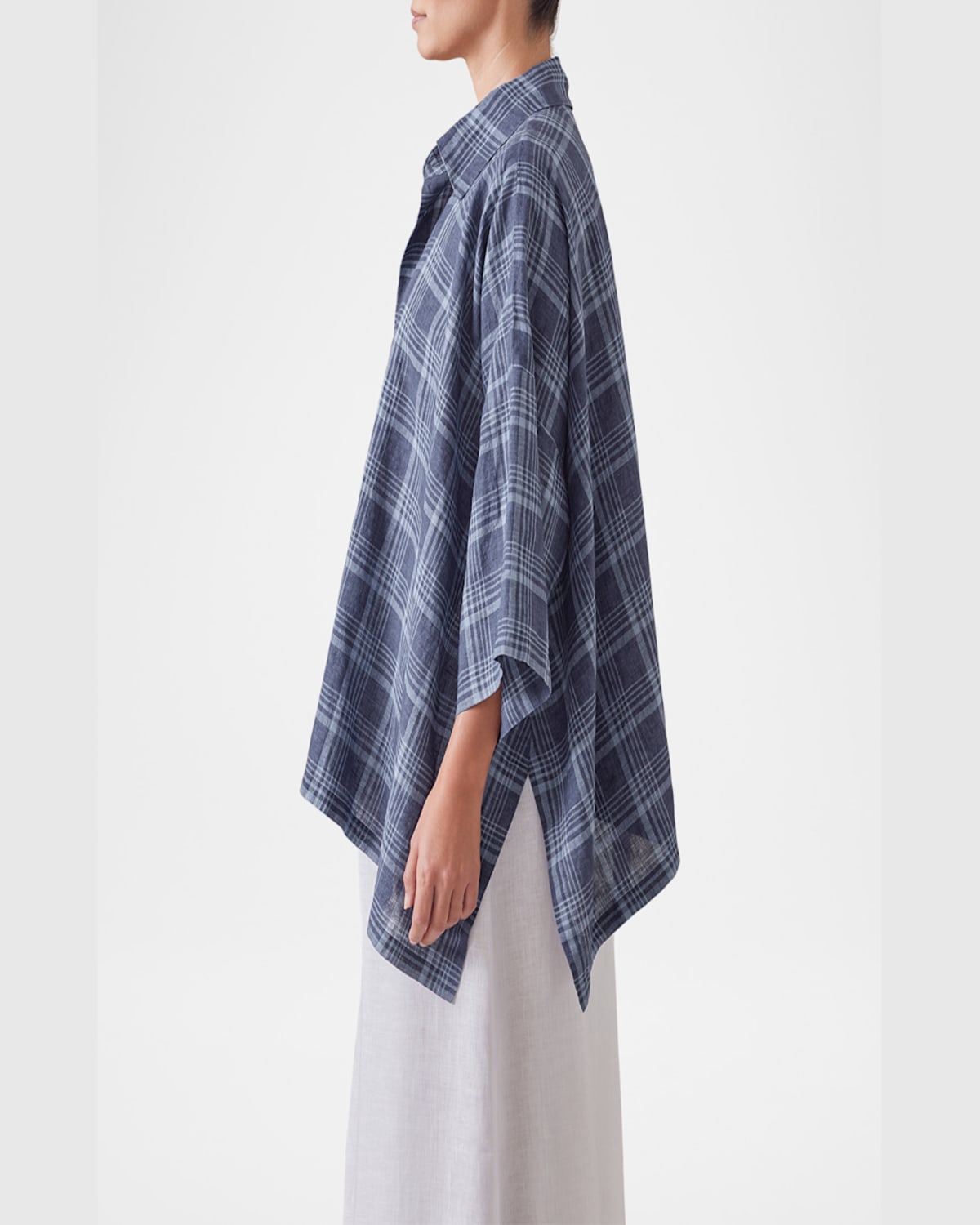 Eskandar Dps Short-sleeve Shirt With Collar (mid Plus Length) In Blue