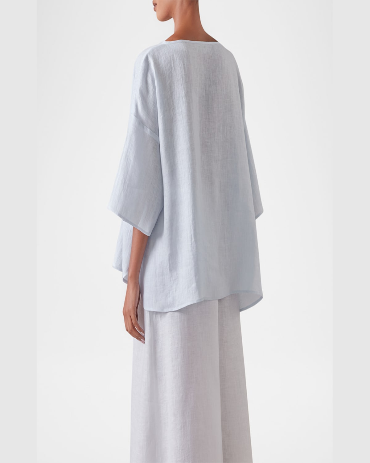 ESKANDAR SLOPED SHOULDER WIDE A-LINE SCOOP NECK TOP (MID LENGTH) 