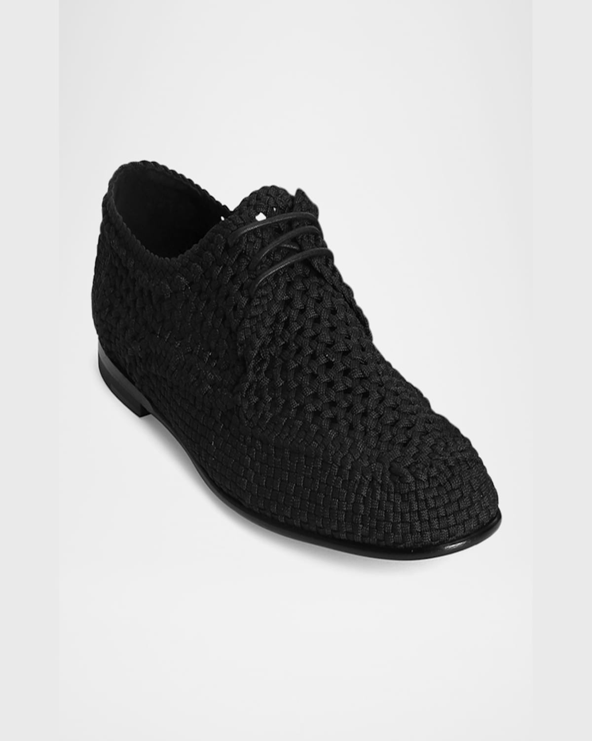 Dolce & Gabbana Black Lace-up Shoes With Woven Design In Black