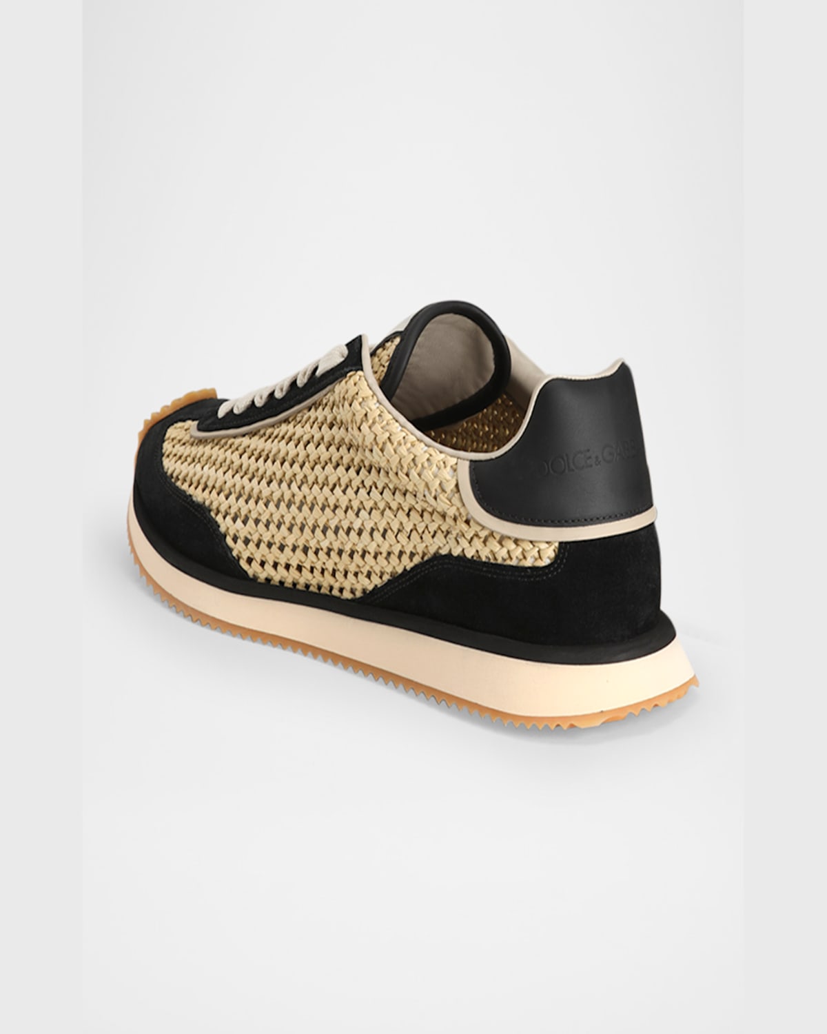 Dolce & Gabbana Two-tone Crochet And Suede Dg Cushion Sneakers In Neutral