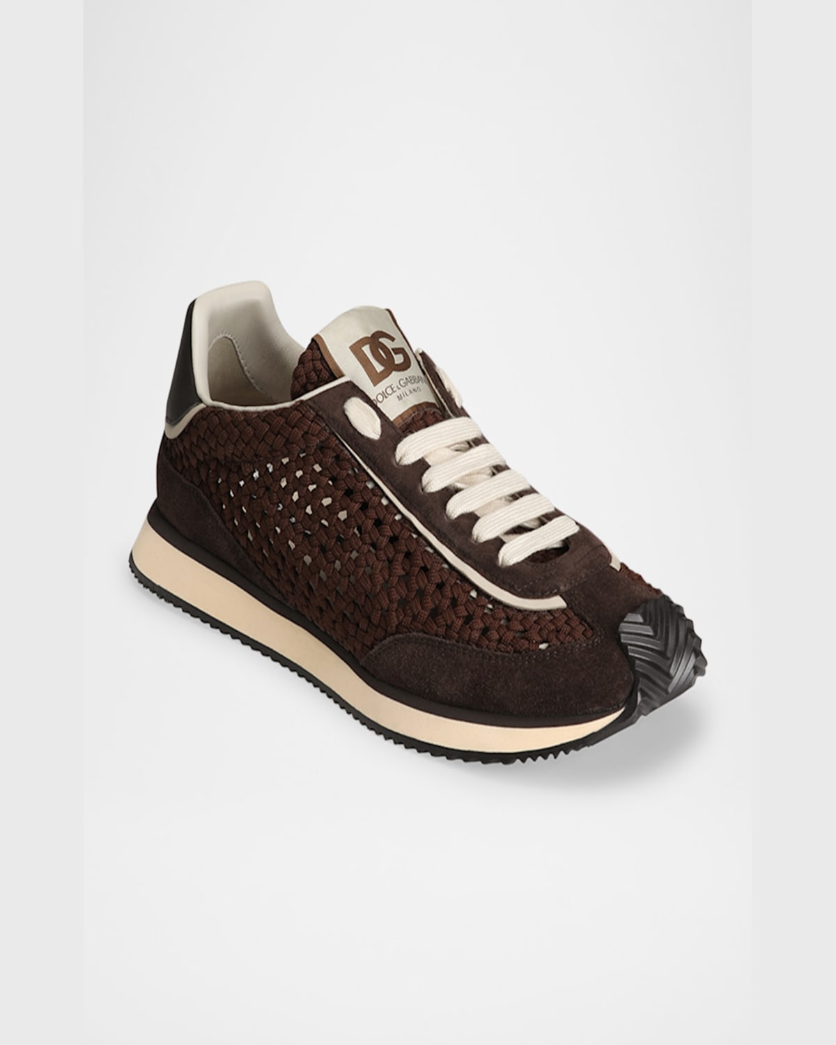 Dolce & Gabbana Mixed-material Dg Cushion Sneakers In Moro/ebano