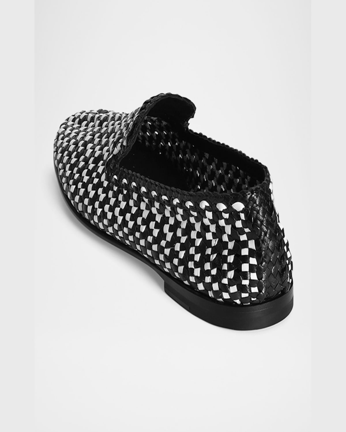 DOLCE & GABBANA MEN'S WOVEN LEATHER SLIPPERS 