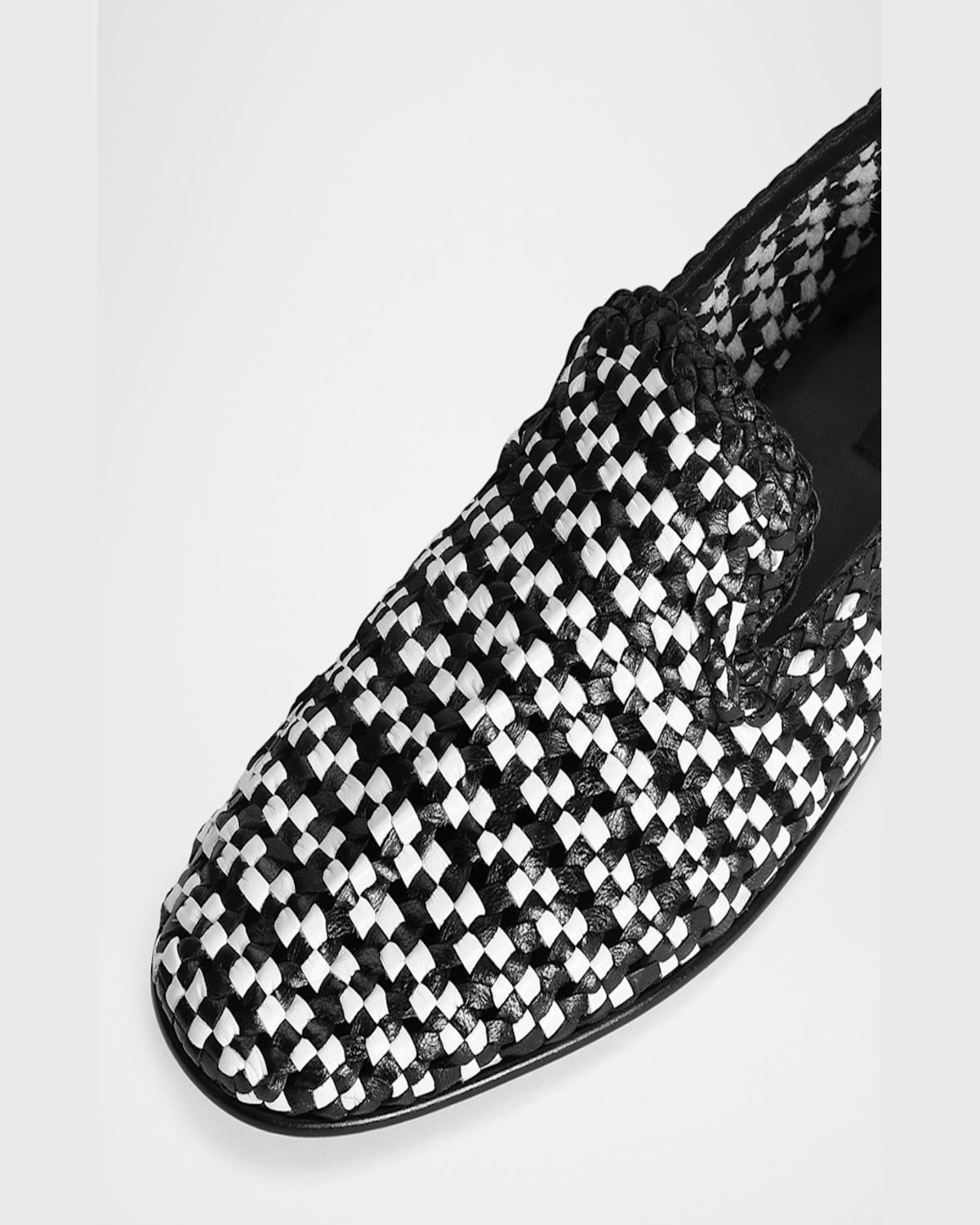 DOLCE & GABBANA MEN'S WOVEN LEATHER SLIPPERS 
