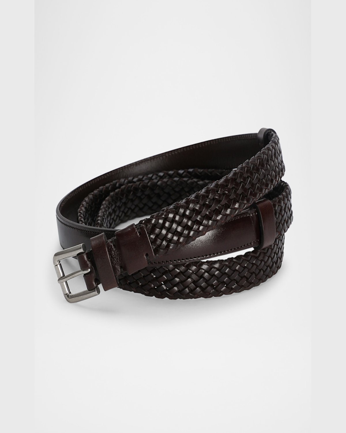 Dolce & Gabbana Black Belt With Buckle Closure And Interwoven Design In Leather Man In Black