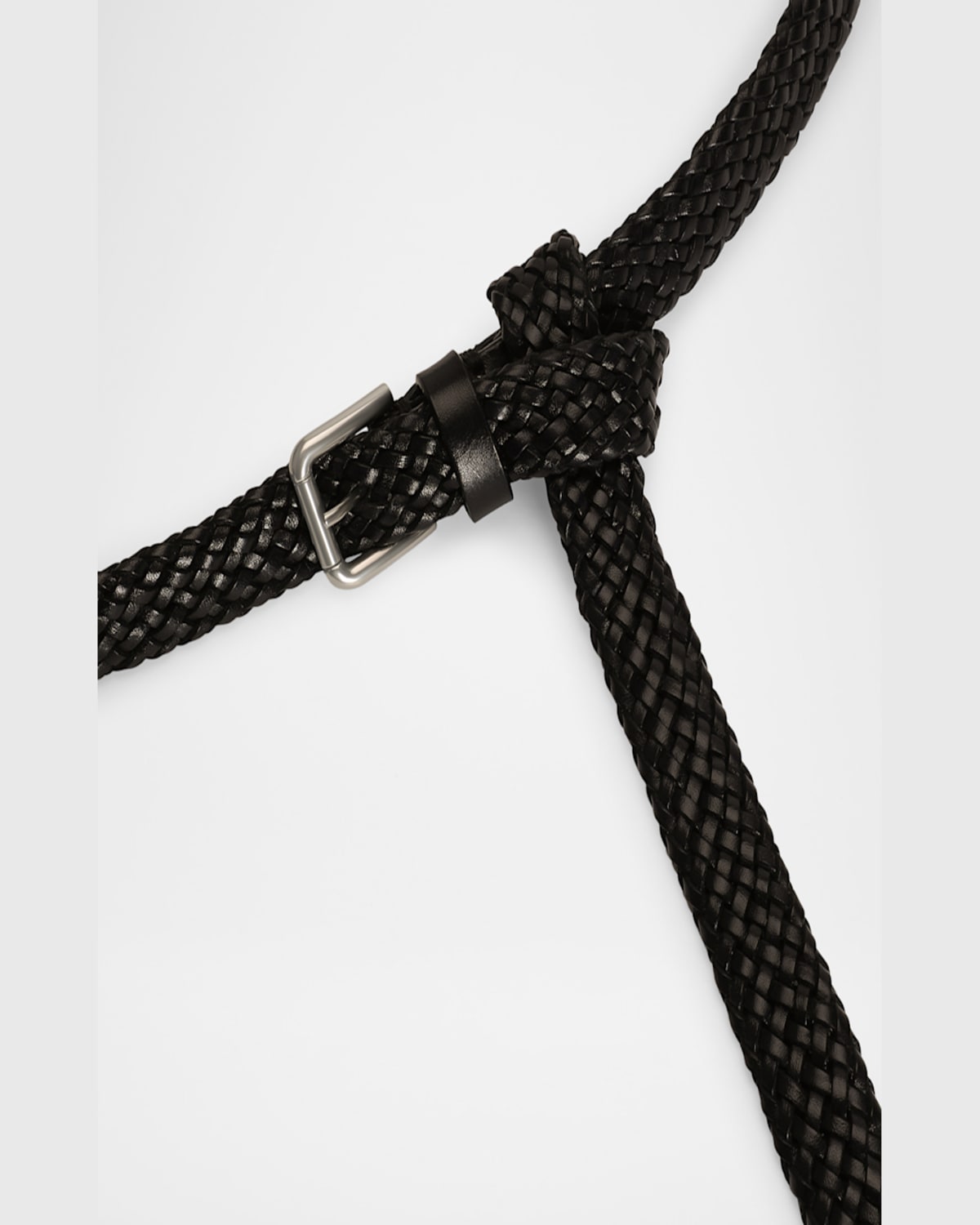 Dolce & Gabbana Black Belt With Buckle Closure And Interwoven Design In Leather Man In Black