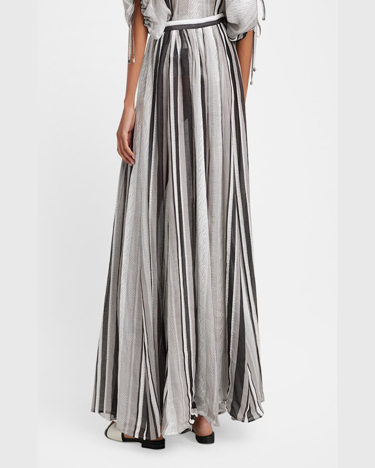 Kiton Max Striped Maxi Skirt In Wht Mult