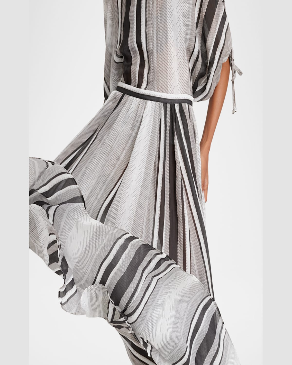 Kiton Max Striped Maxi Skirt In Wht Mult