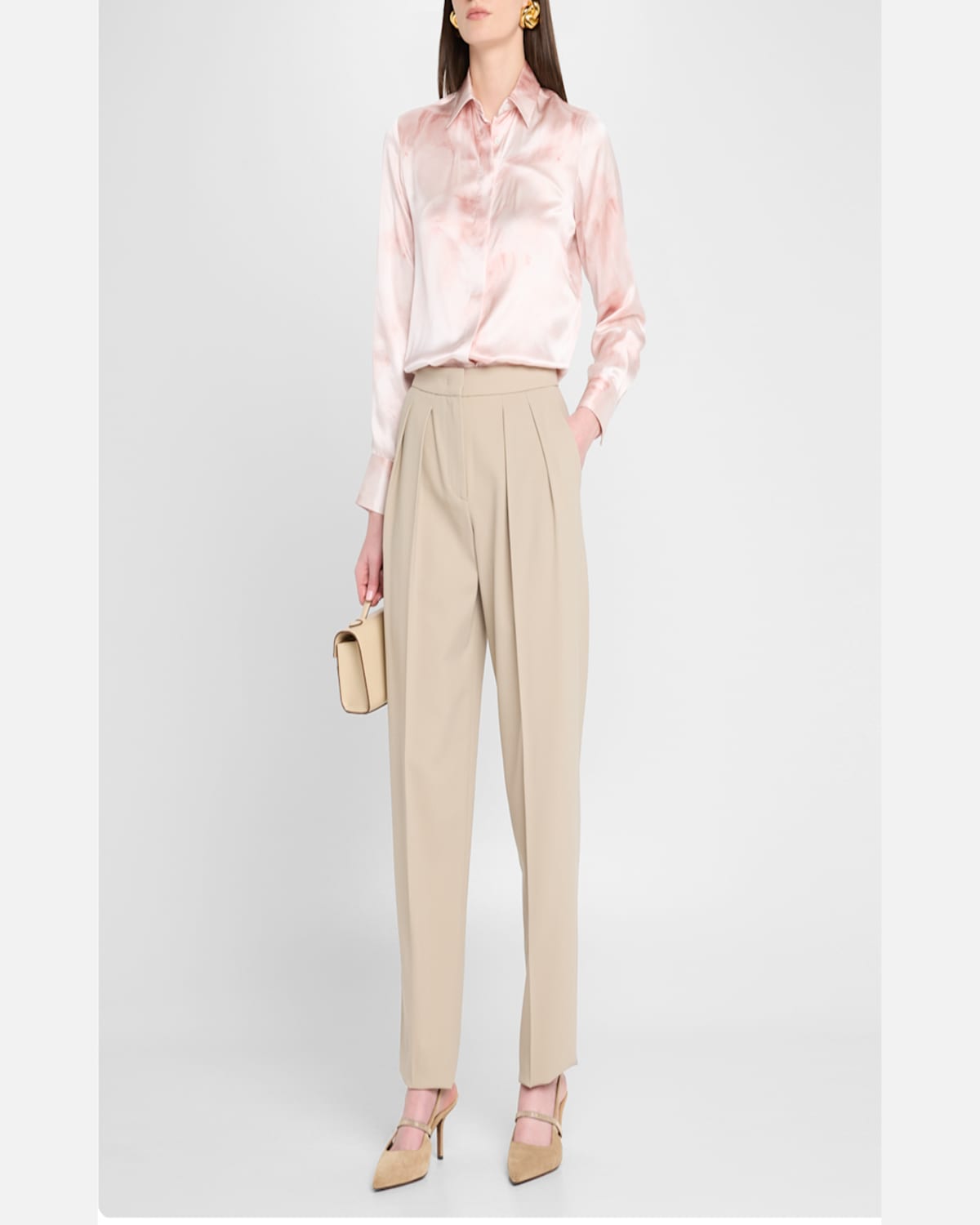 Shop Kiton Neck-tie Silk Button-down Blouse In Lt Pink Mult