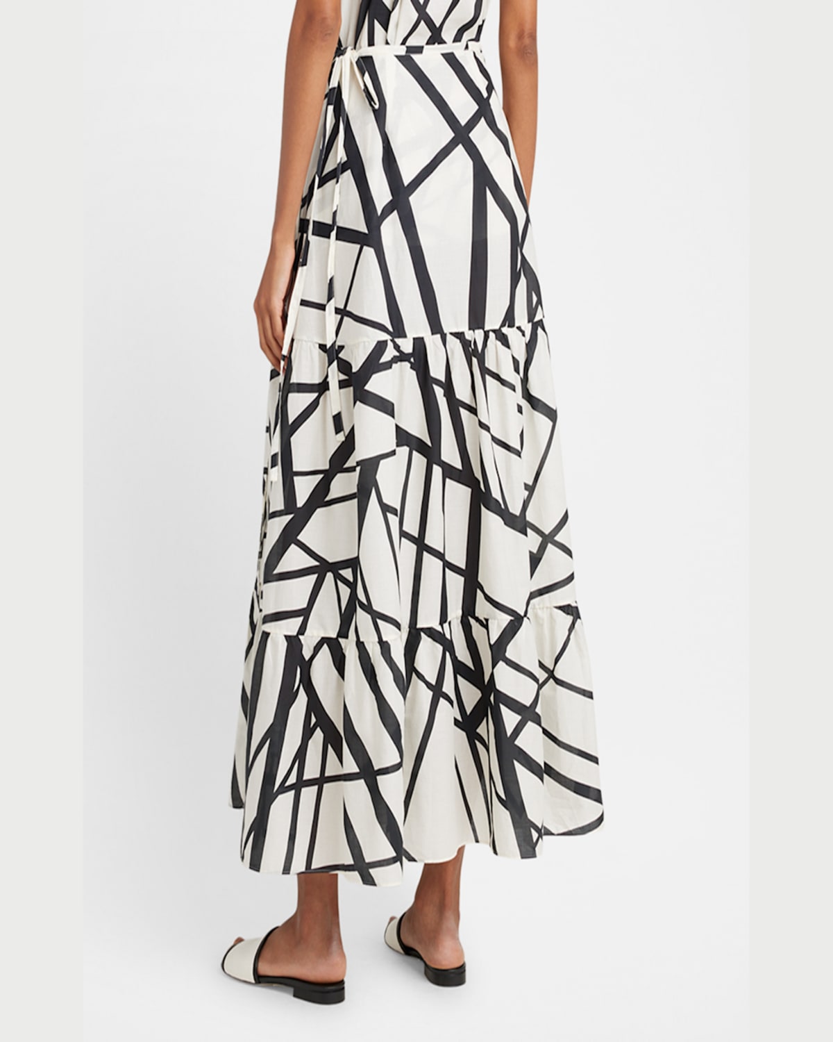 Kiton Abstract-print Tiered Maxi Wrap Skirt In Wht Mult