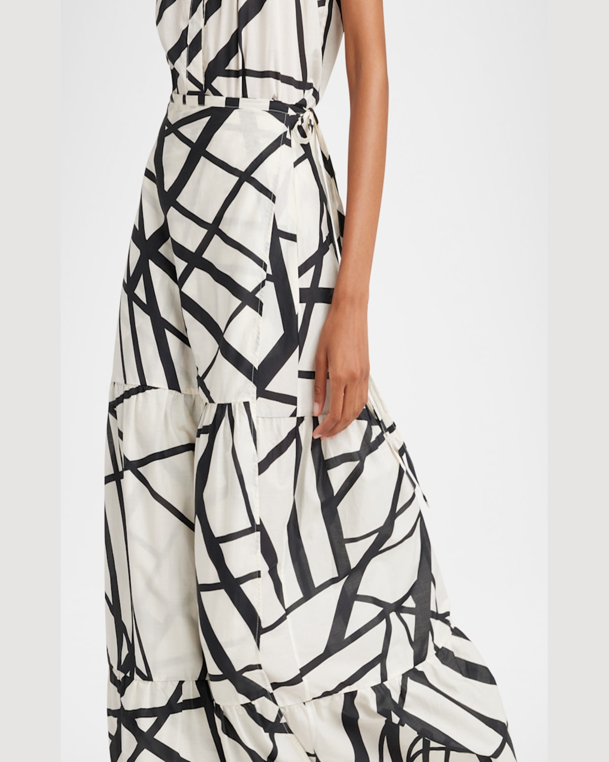 Kiton Abstract-print Tiered Maxi Wrap Skirt In Wht Mult