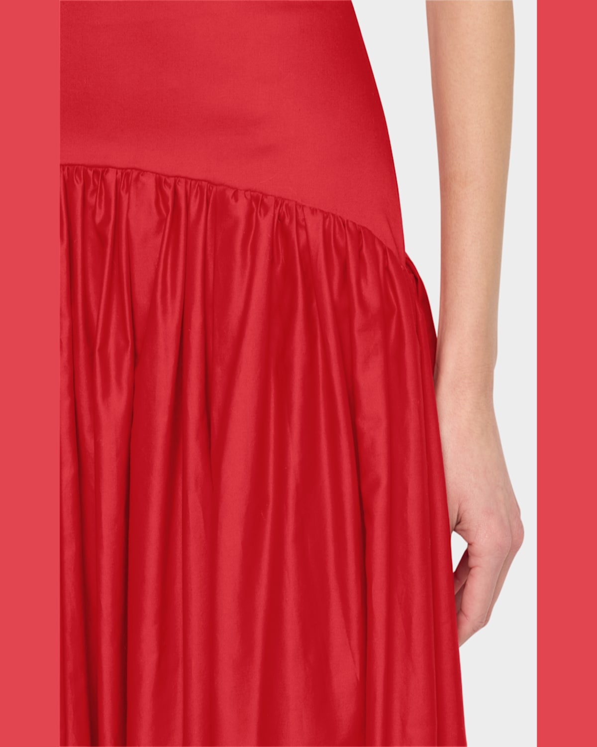 Lela Rose Drop-waist Gathered Cotton Poplin Midi Skirt In Poppy
