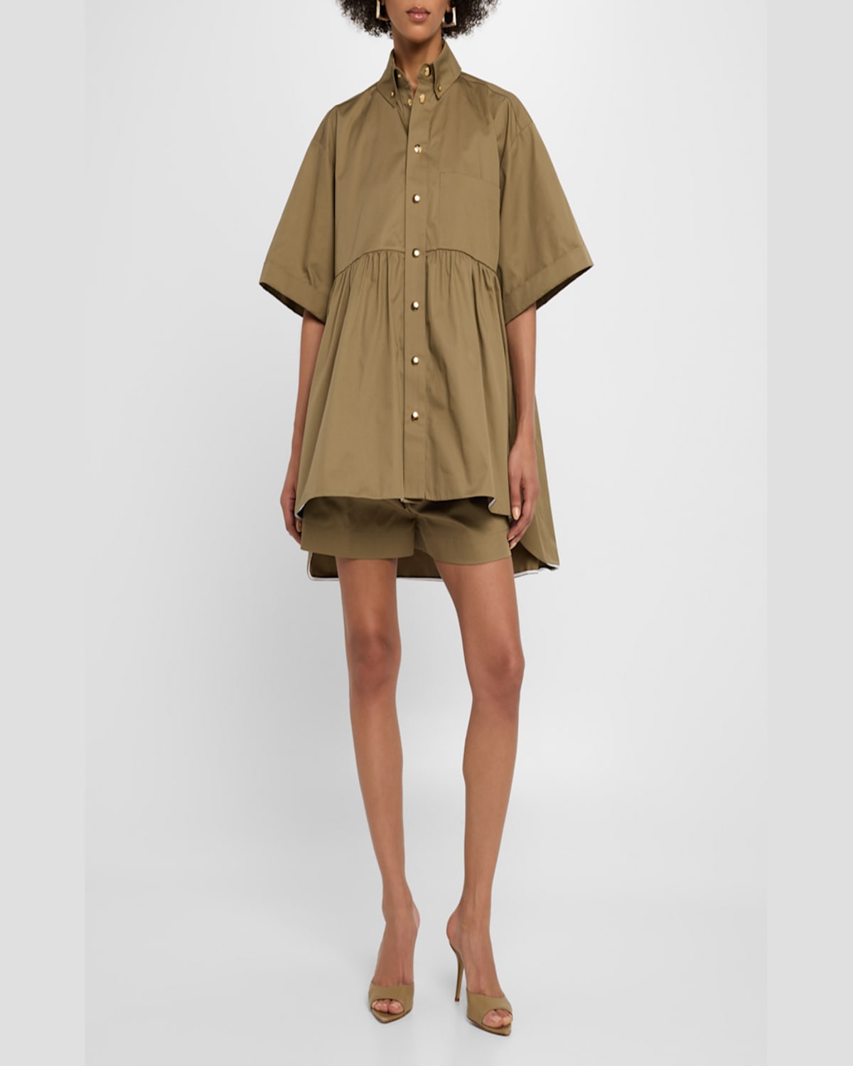 DICE KAYEK GATHERED SHORT-SLEEVE OVERSIZED SHIRT 