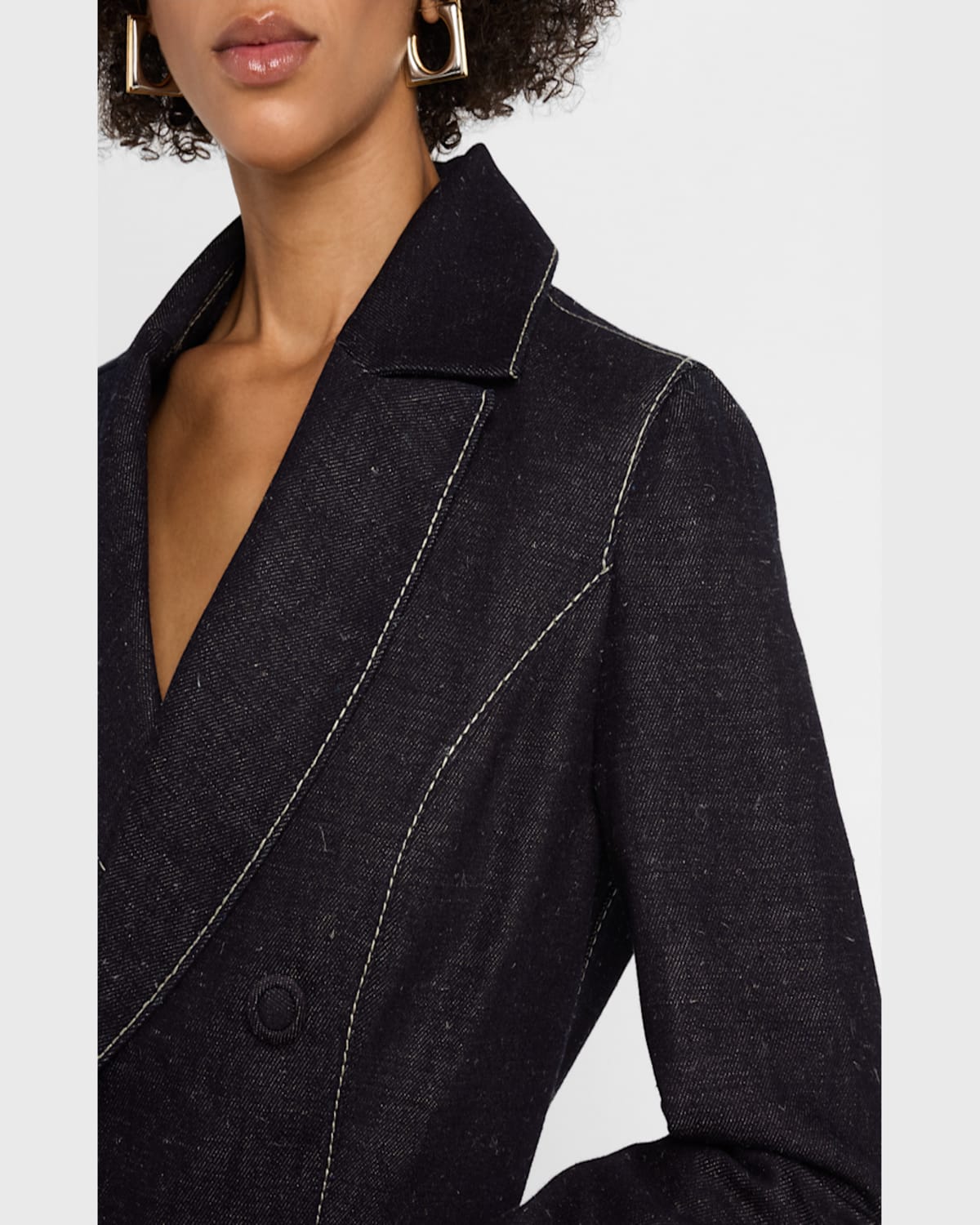 Dice Kayek Double-breasted Denim Peplum Jacket In Indigo